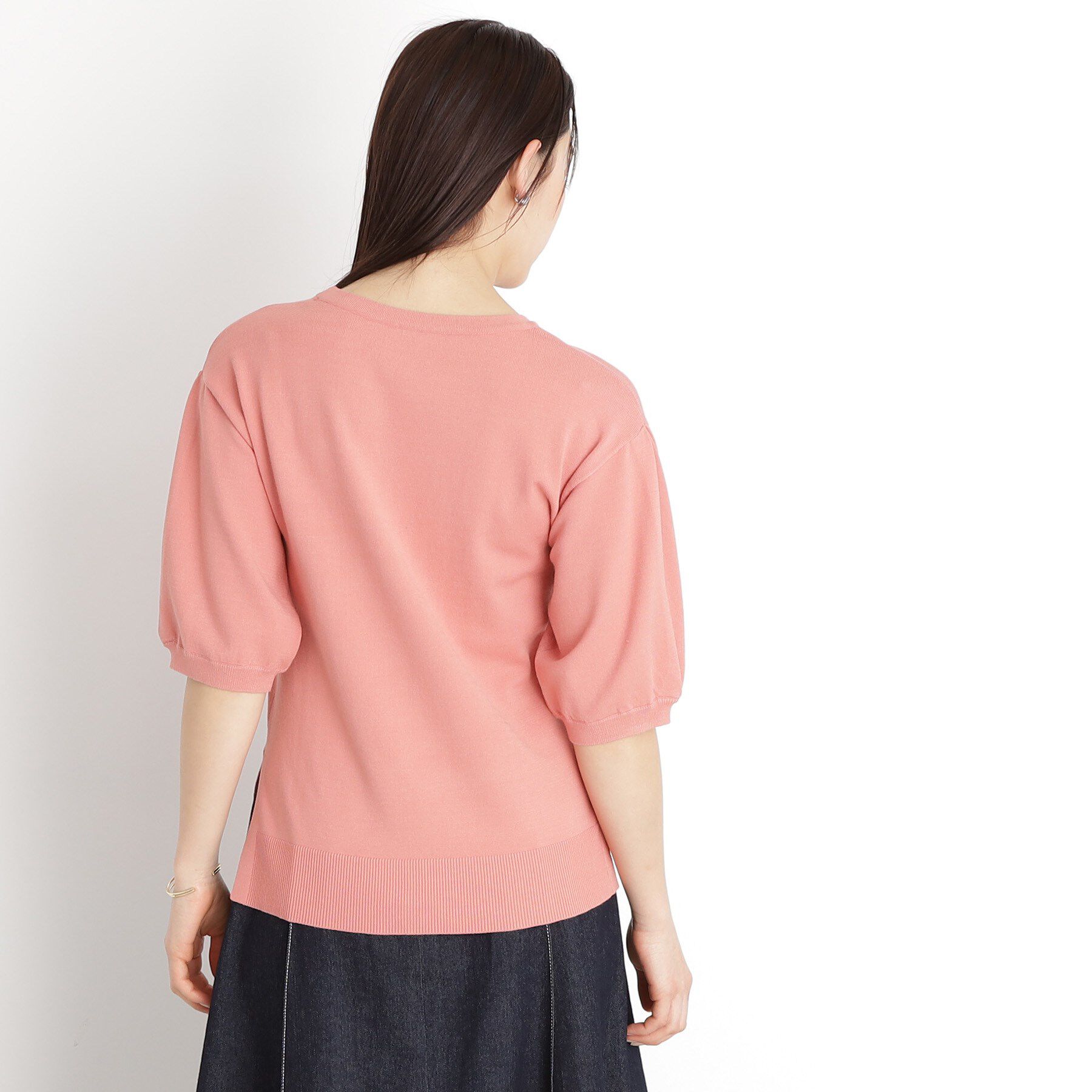 THE SHOP TK「【接触冷感/体型カバー】袖タック6分袖ニット/洗濯機OK/UVケア」|ニット・セーター|