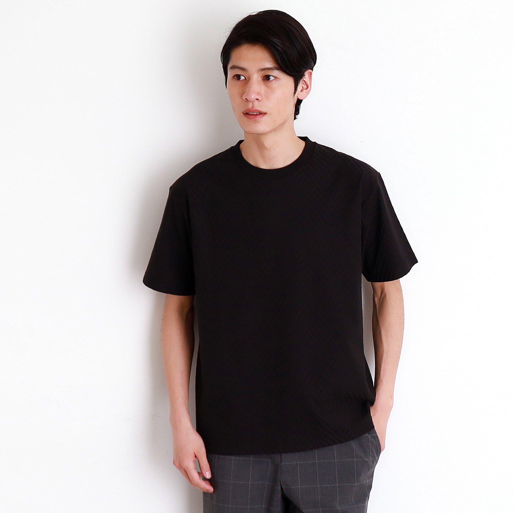 THE SHOP TK「リンクスジャカード半袖Ｔシャツ」|Tシャツ・カットソー|ブラック(019)