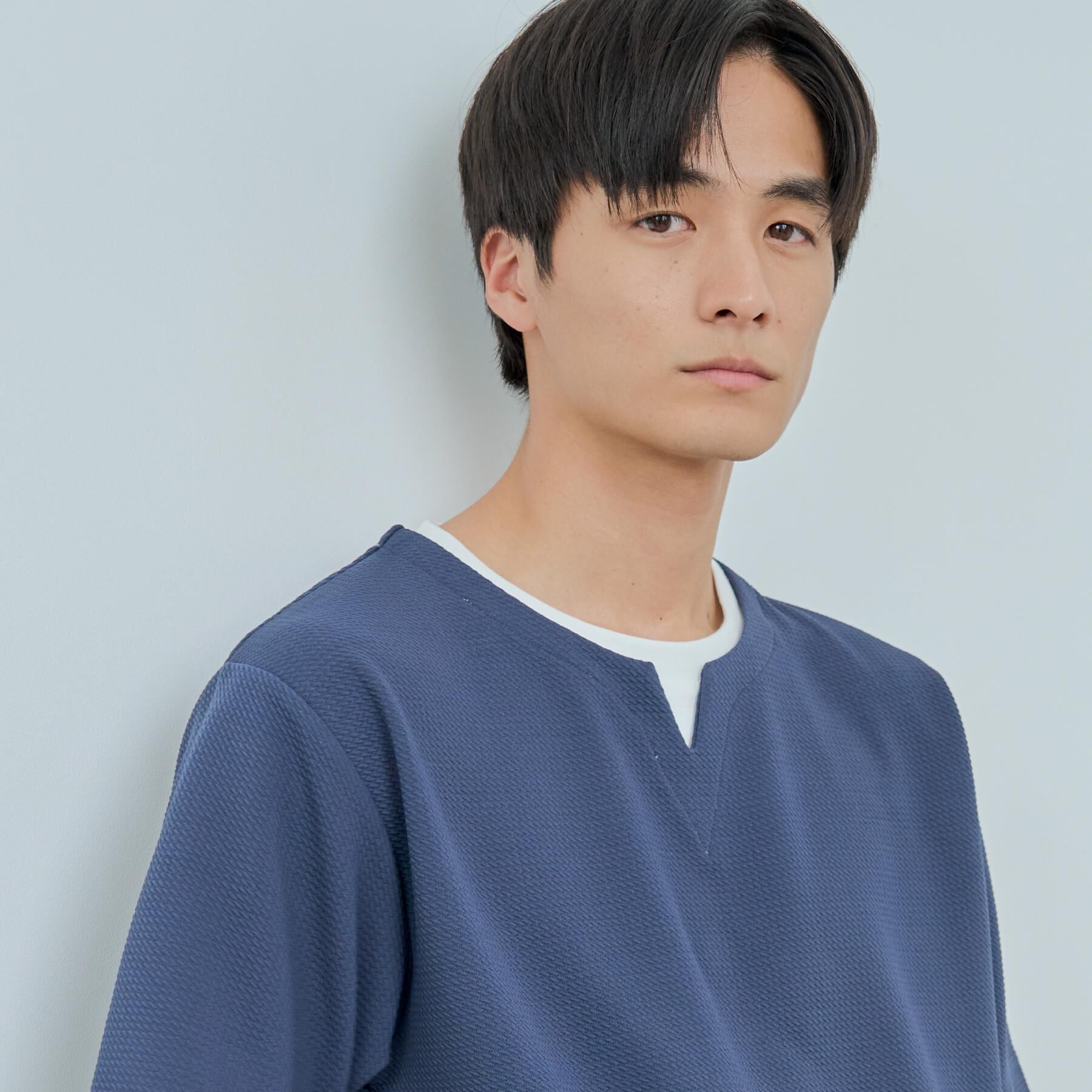 THE SHOP TK「ミニフクレキーネック半袖Tシャツ」|Tシャツ・カットソー|