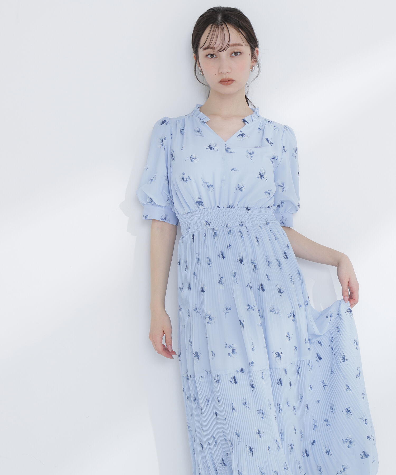  「ぼかしフラワープリントワンピース」|ワンピース|