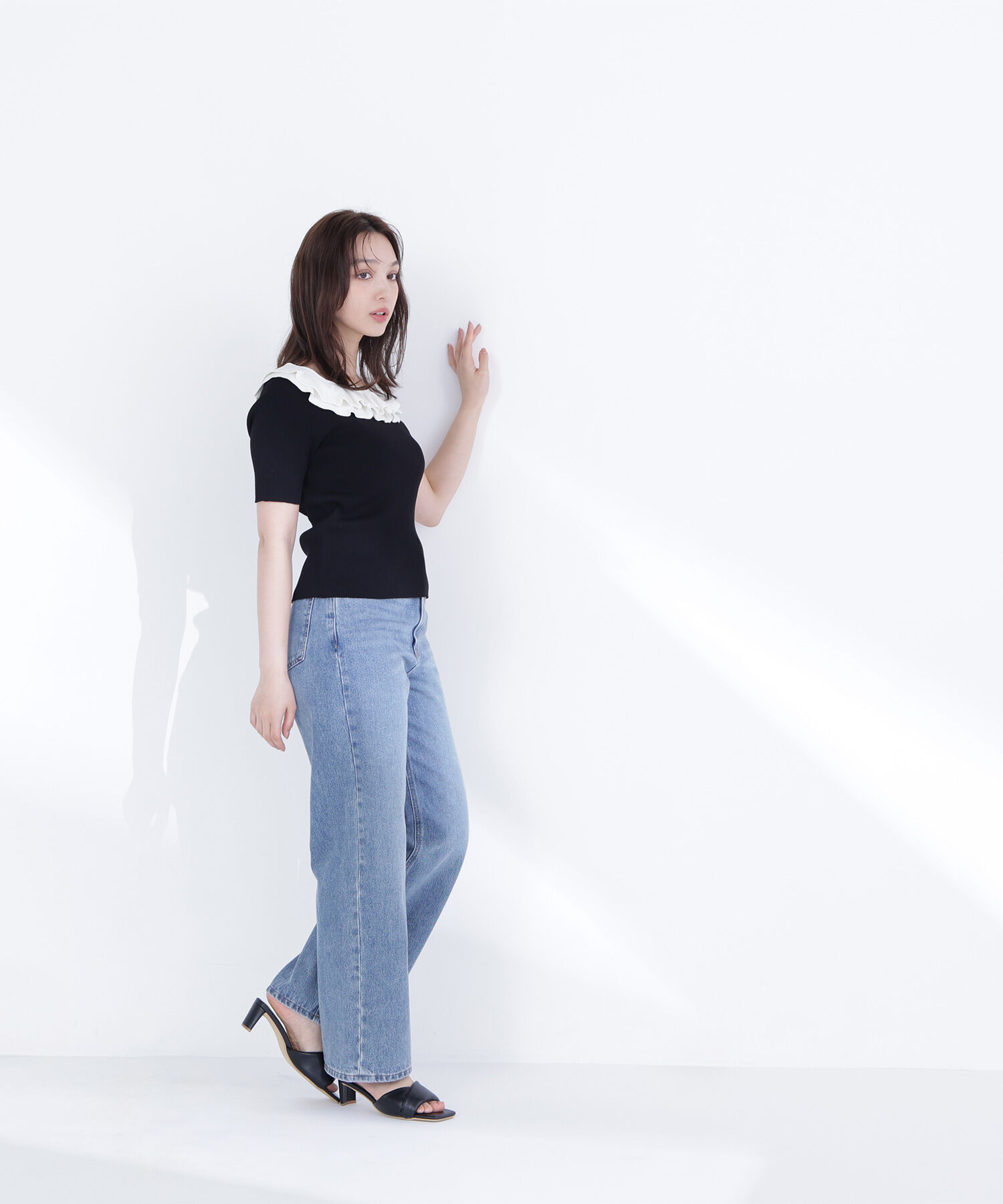  「フリルトリムカラーニット」|ニット・セーター|