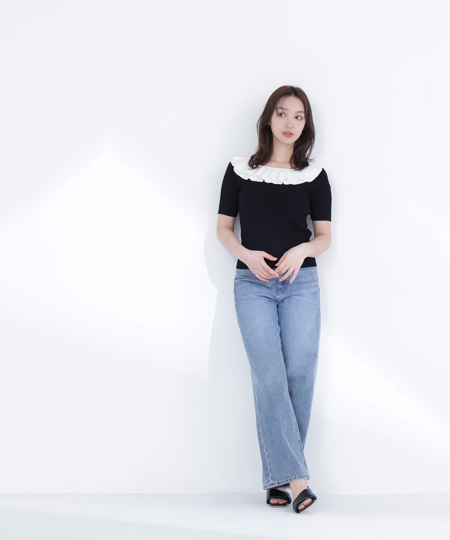  「フリルトリムカラーニット」|ニット・セーター|