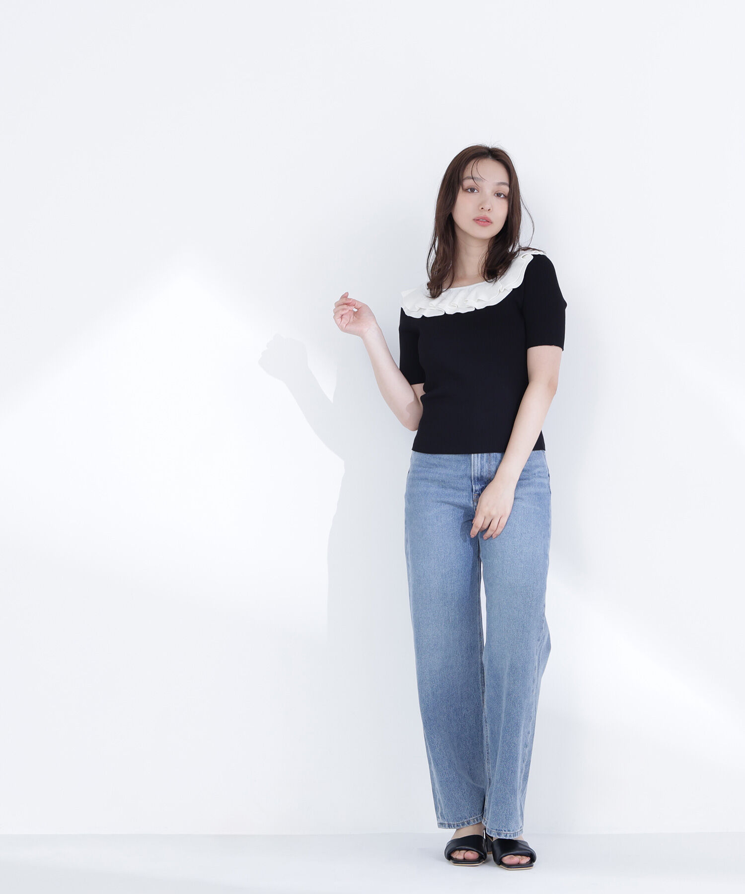  「フリルトリムカラーニット」|ニット・セーター|