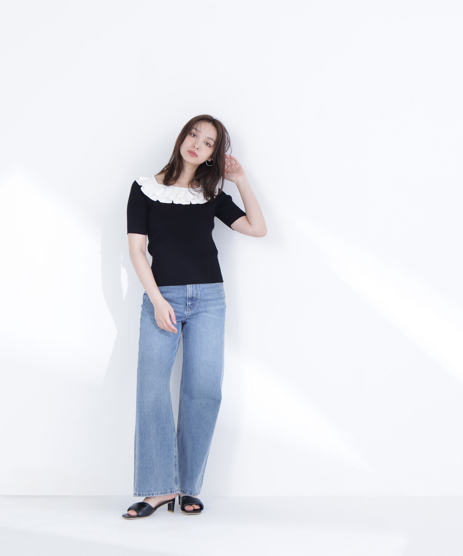  「フリルトリムカラーニット」|ニット・セーター|