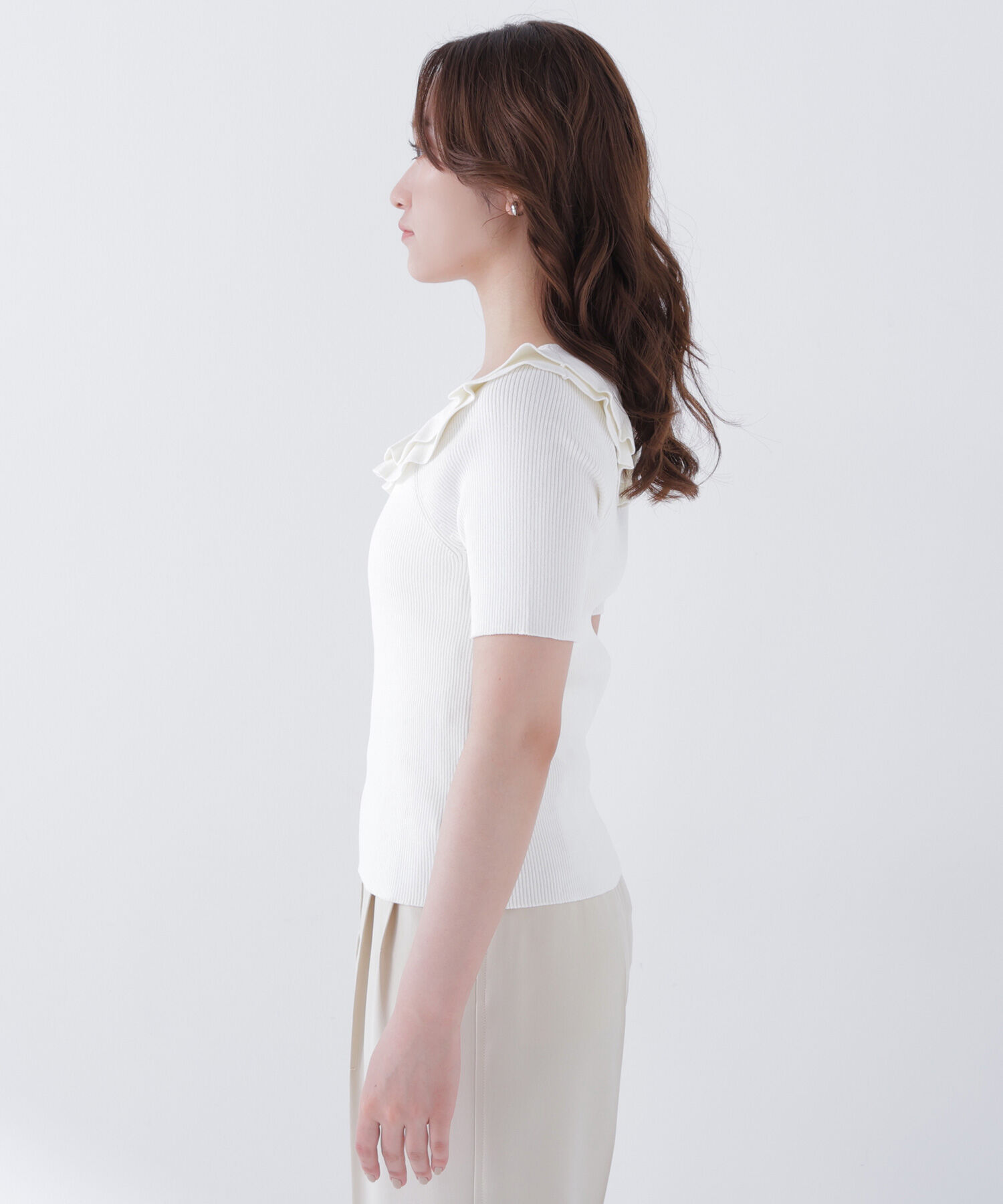  「フリルトリムカラーニット」|ニット・セーター|