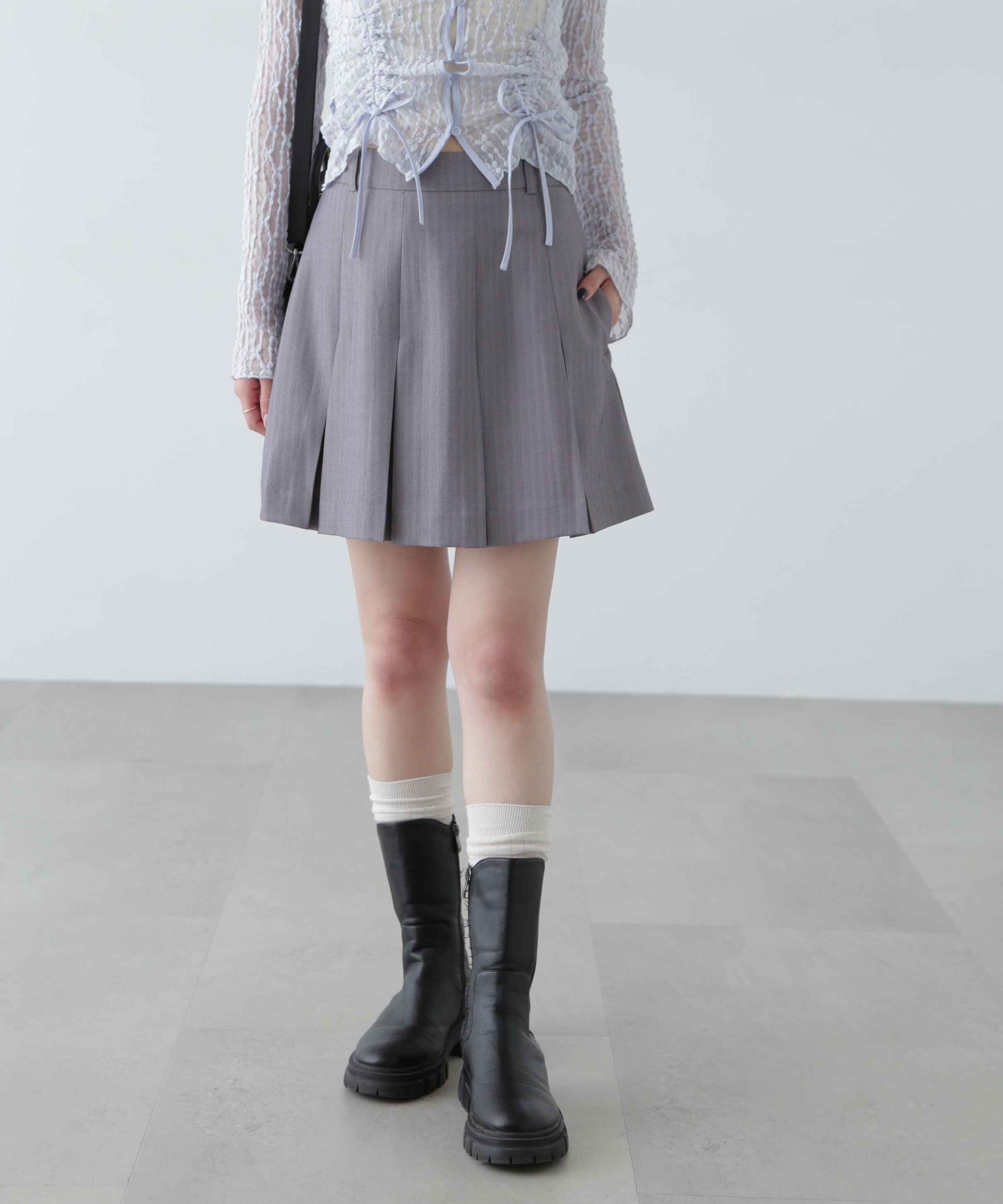  「ボックスプリーツミニスカート」|スカート|