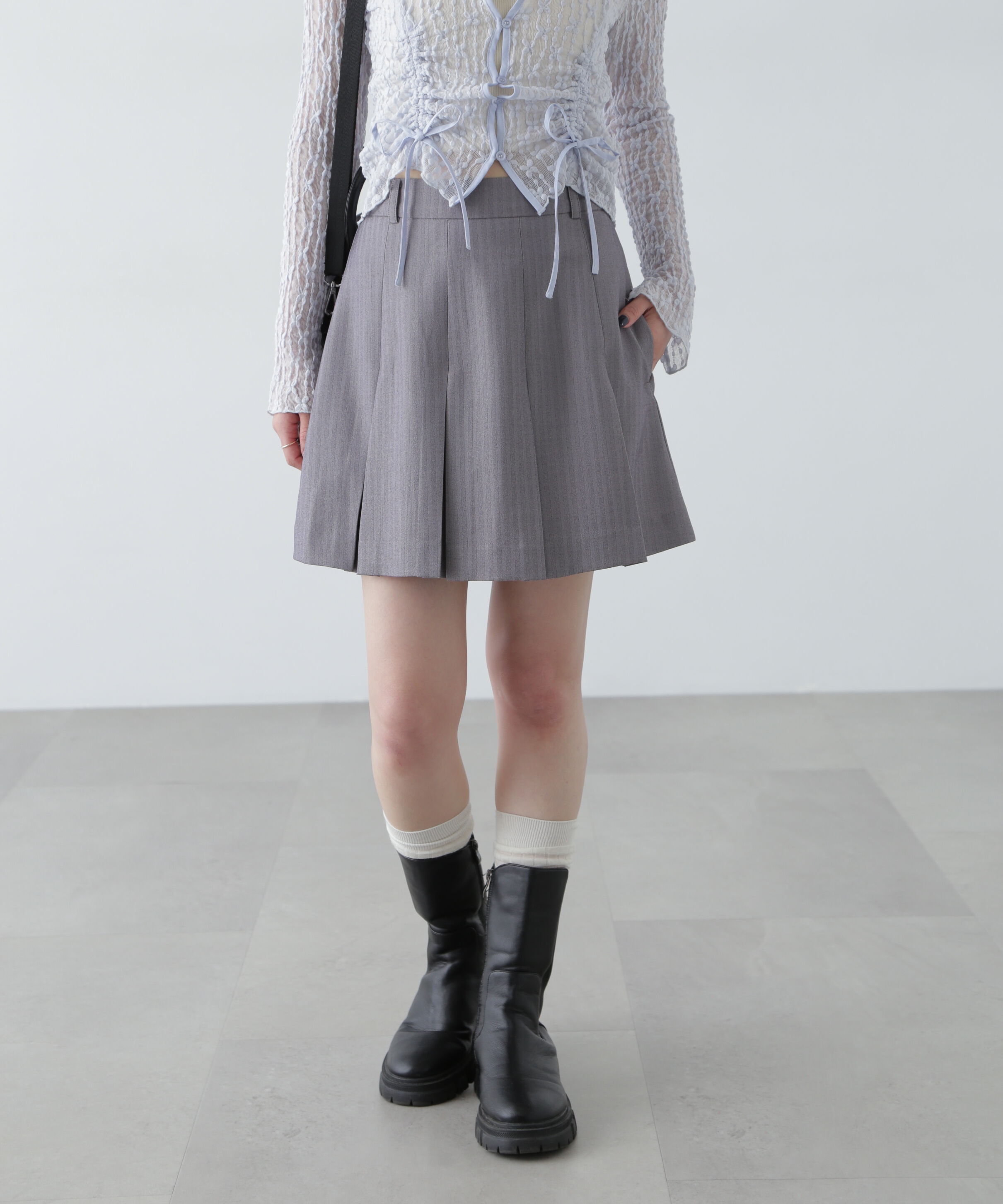  「ボックスプリーツミニスカート」|スカート|