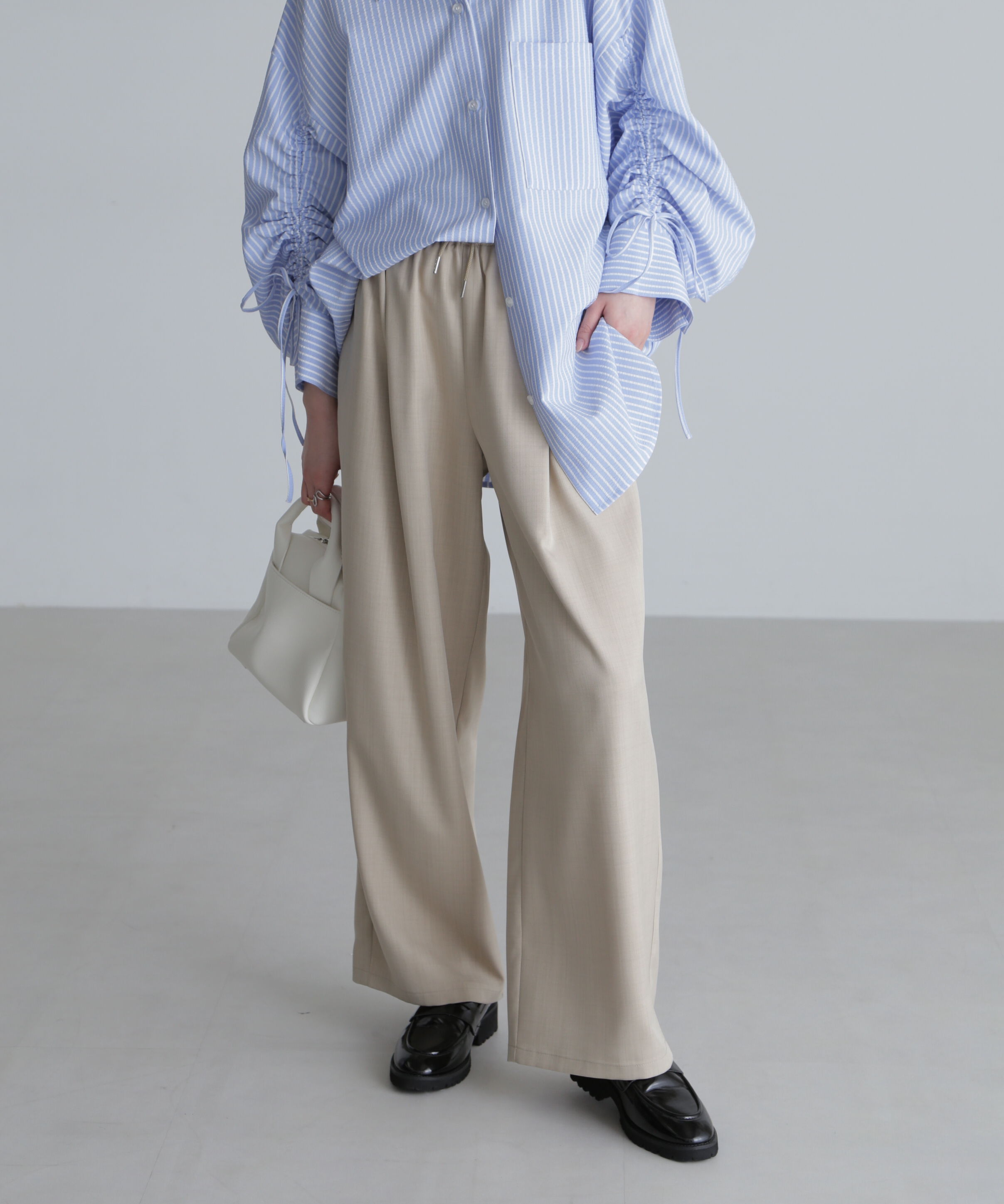  「ワイドストレートイージーパンツ」|その他|ベージュ