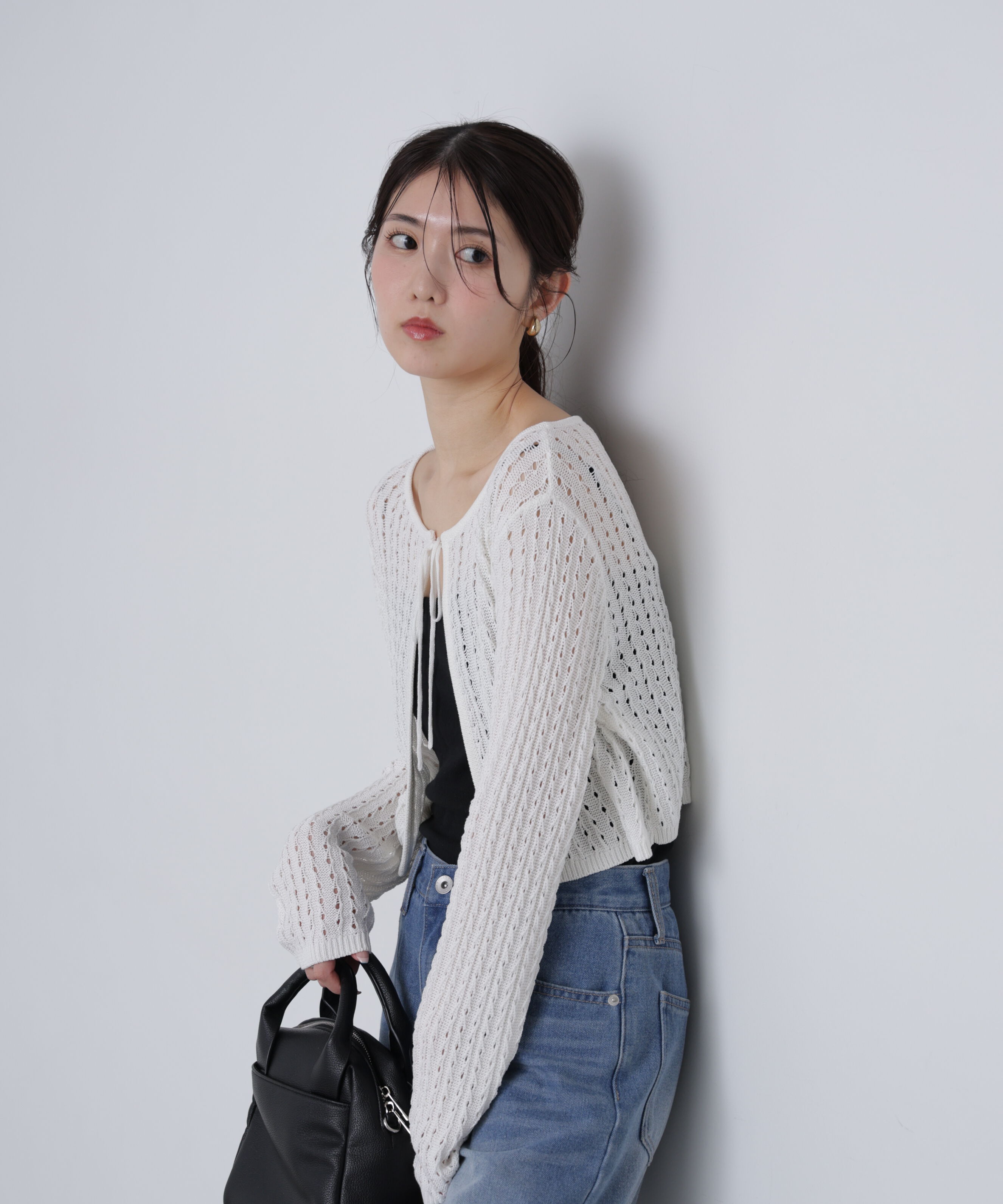  「透かし編みリボンボレロ」|ニット・セーター|