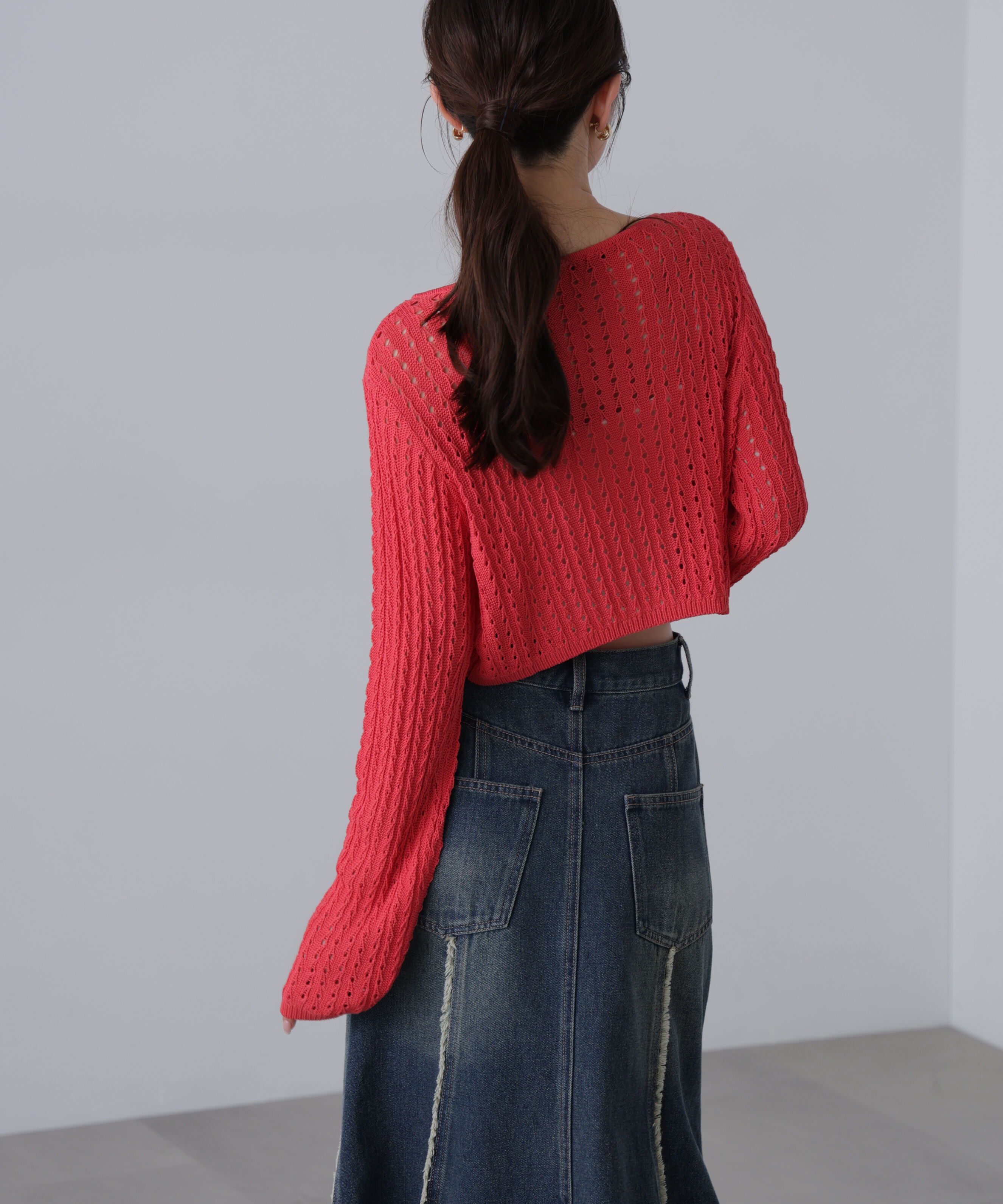  「透かし編みリボンボレロ」|ニット・セーター|