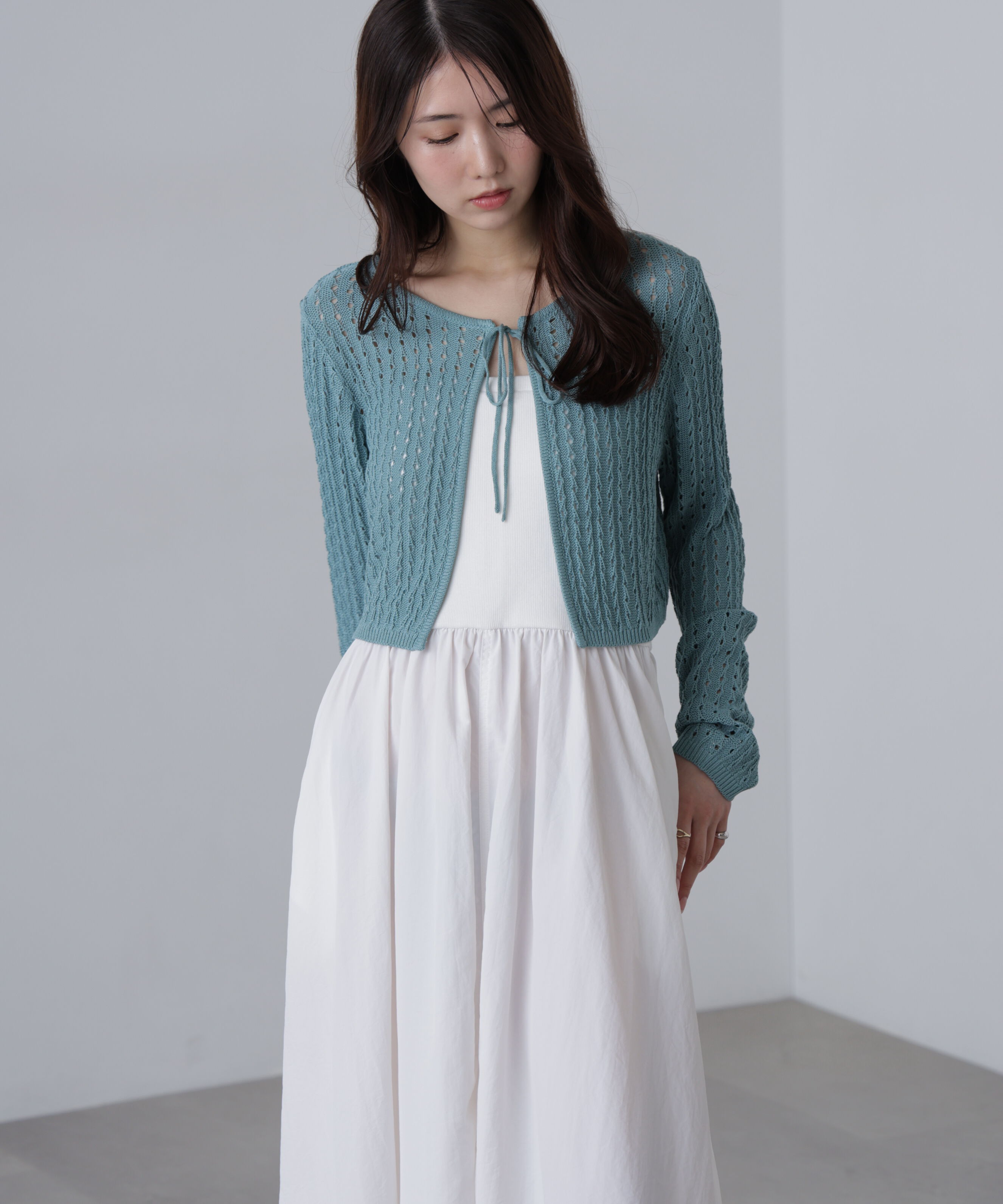  「透かし編みリボンボレロ」|ニット・セーター|