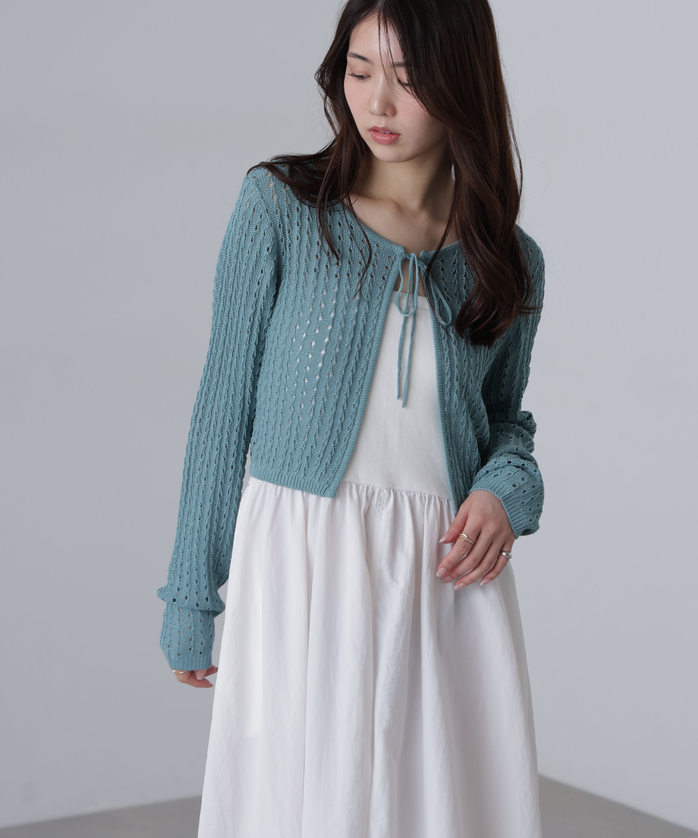  「透かし編みリボンボレロ」|ニット・セーター|