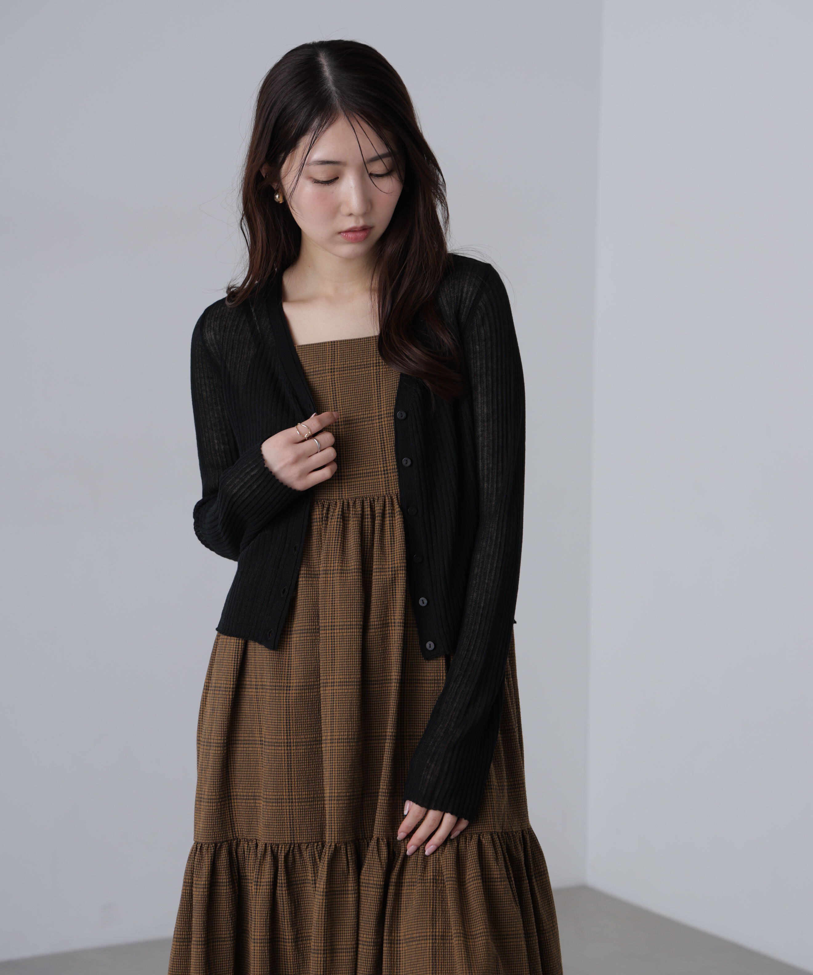  「シアーリブニットカーディガン」|ニット・セーター|