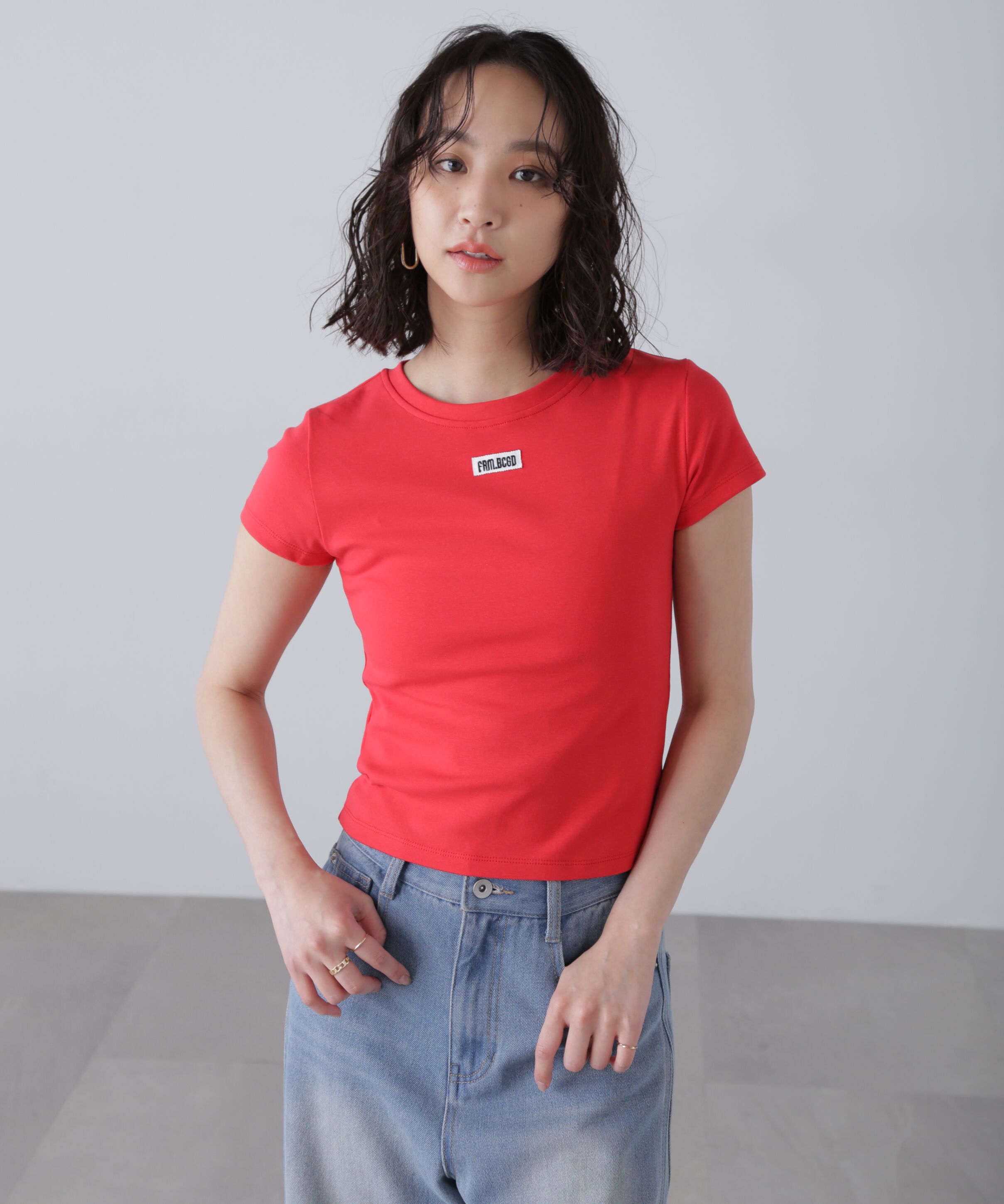  「ロゴ刺繍タグTシャツ」|Tシャツ・カットソー|