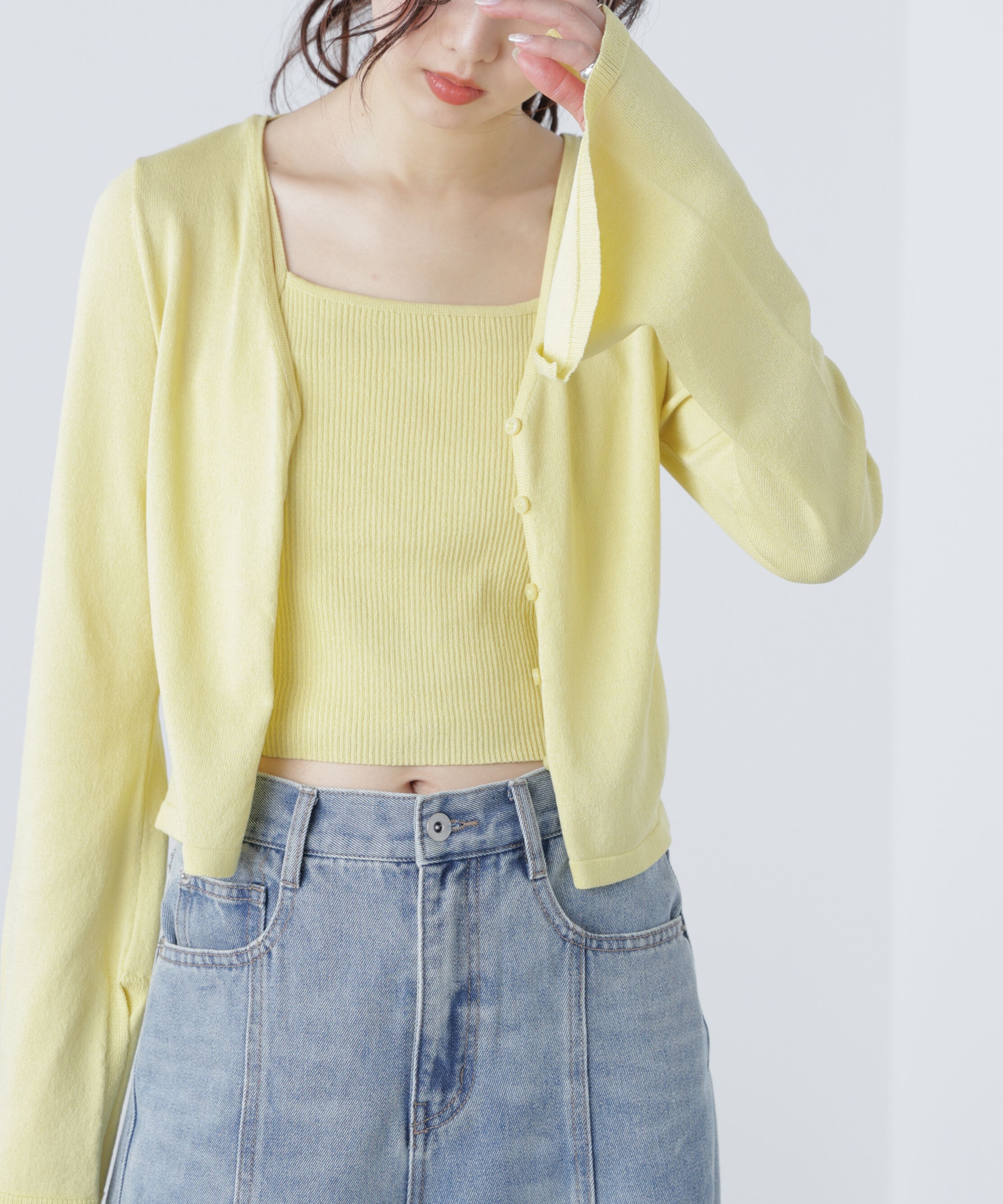  「キャミレイヤードニットカーディガン２」|ニット・セーター|