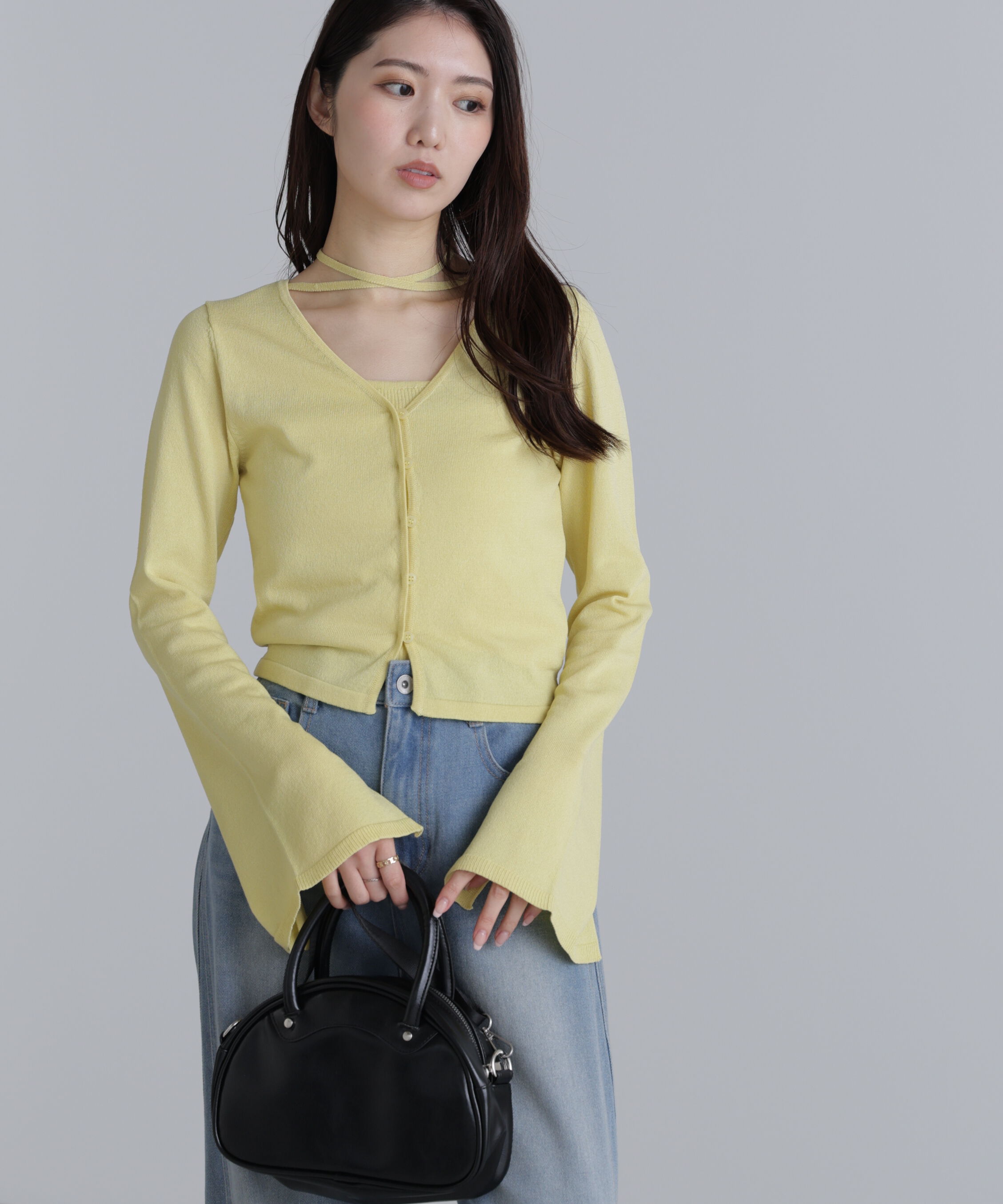  「キャミレイヤードニットカーディガン２」|ニット・セーター|