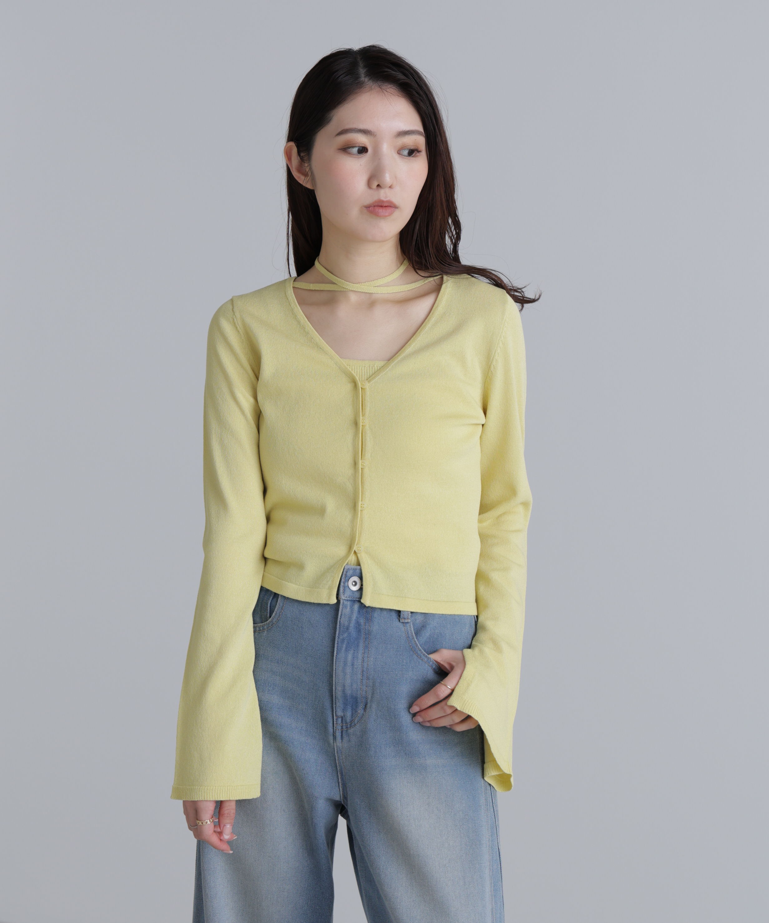  「キャミレイヤードニットカーディガン２」|ニット・セーター|