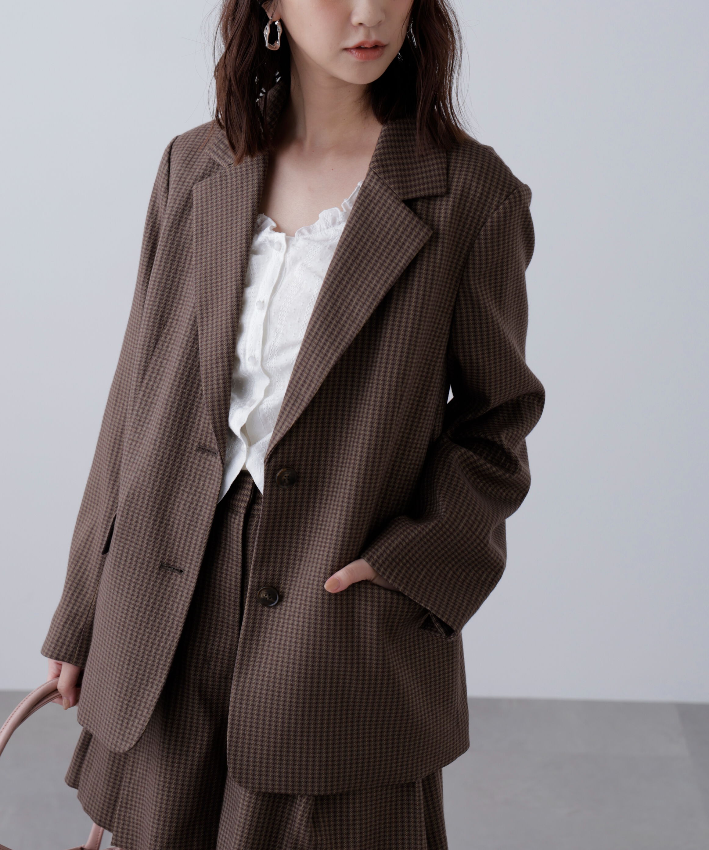  「〈セットアップ対応〉オーバーサイズシングルジャケット」|その他|ブラウン系ガ