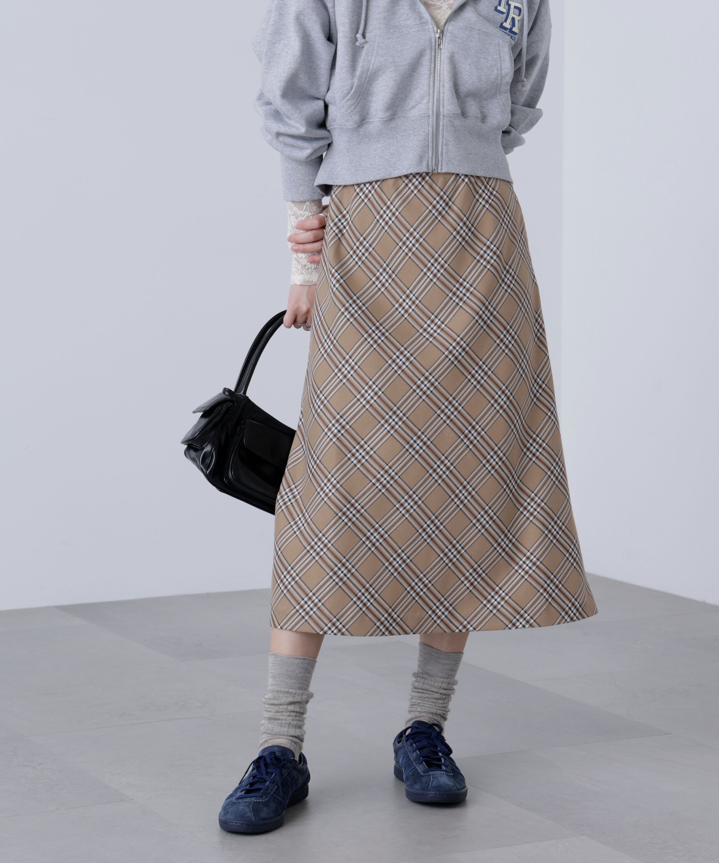  「バイアスミディチェックスカート」|スカート|