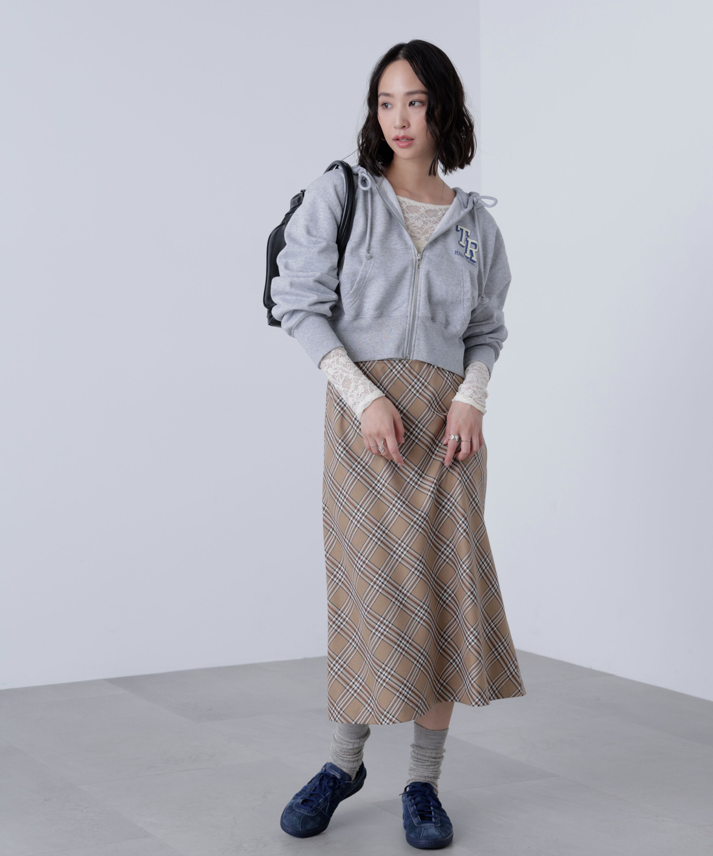  「バイアスミディチェックスカート」|スカート|