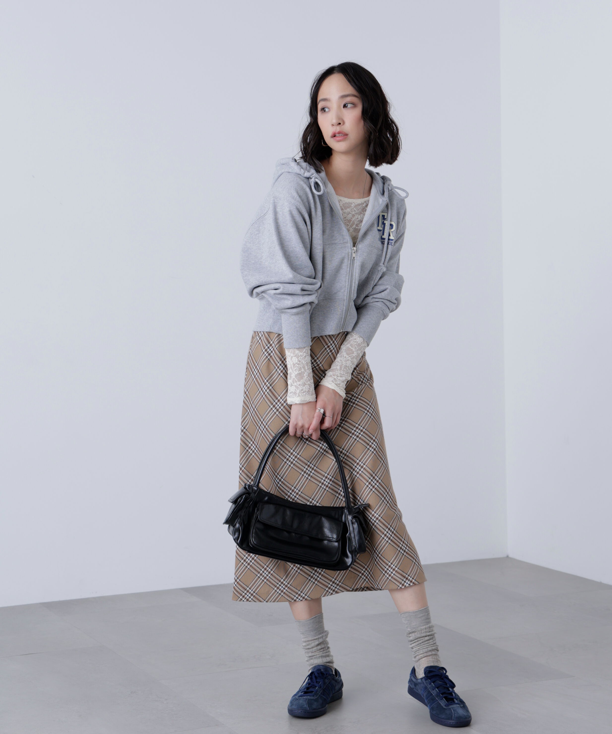  「バイアスミディチェックスカート」|スカート|