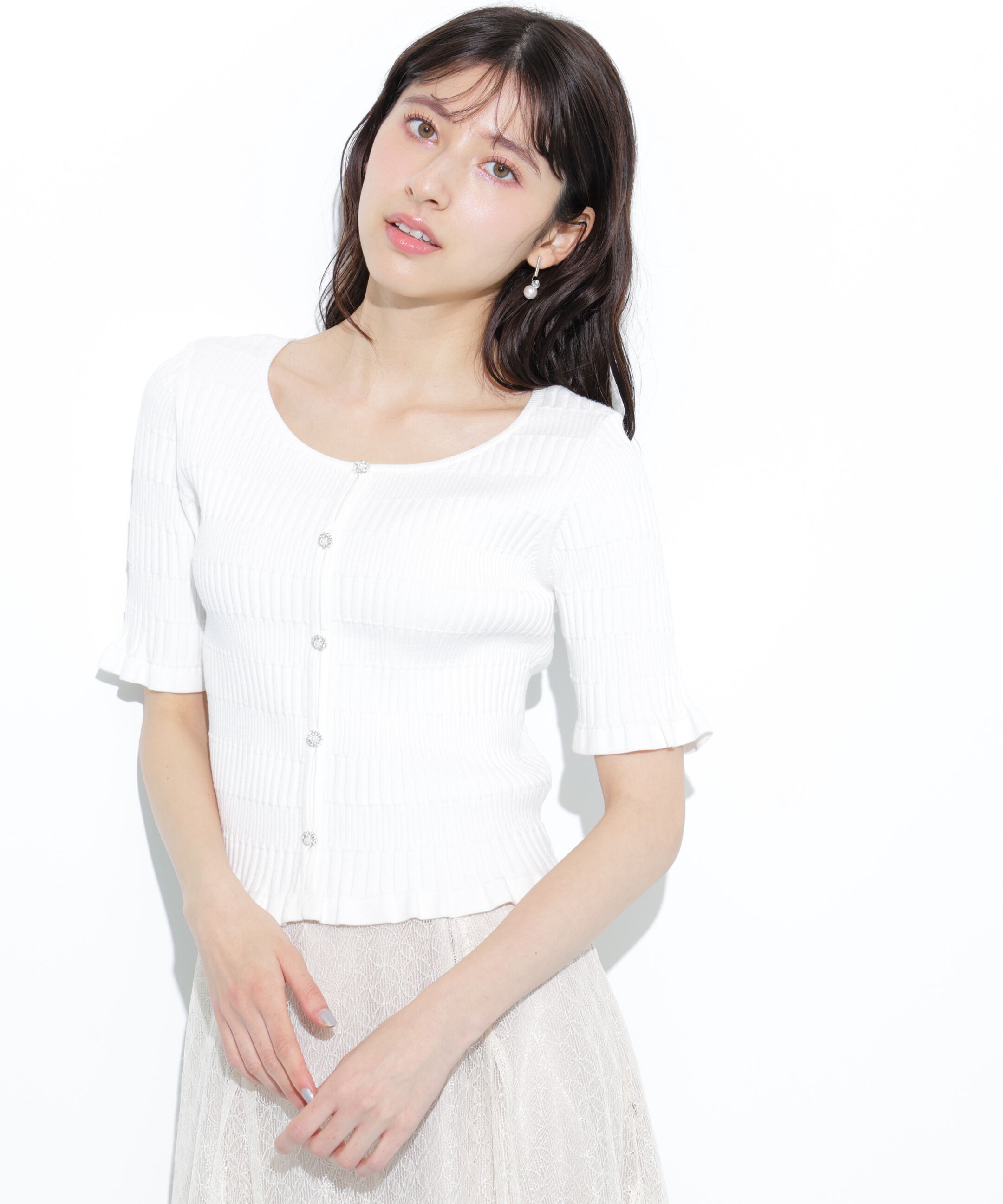  「前後2way変形リブニット」|ニット・セーター|