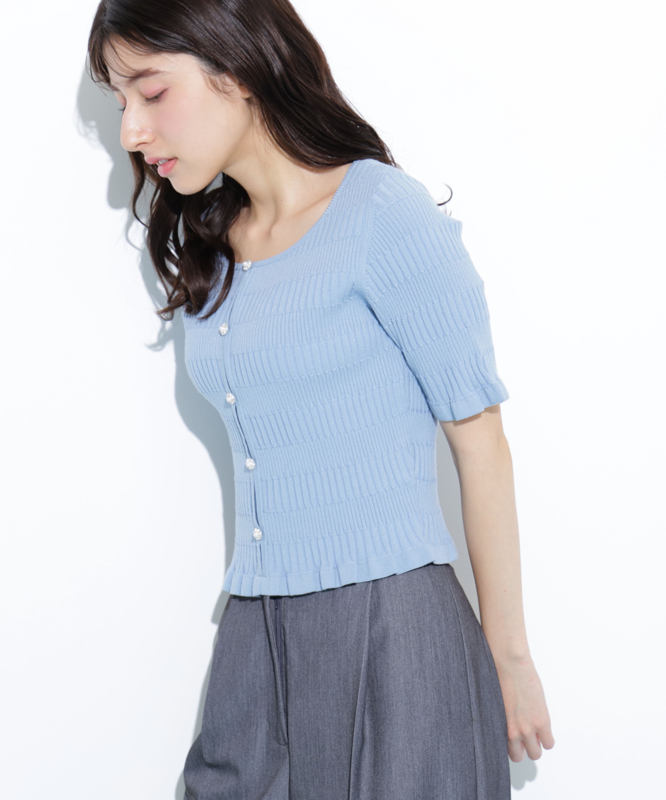  「前後2way変形リブニット」|ニット・セーター|