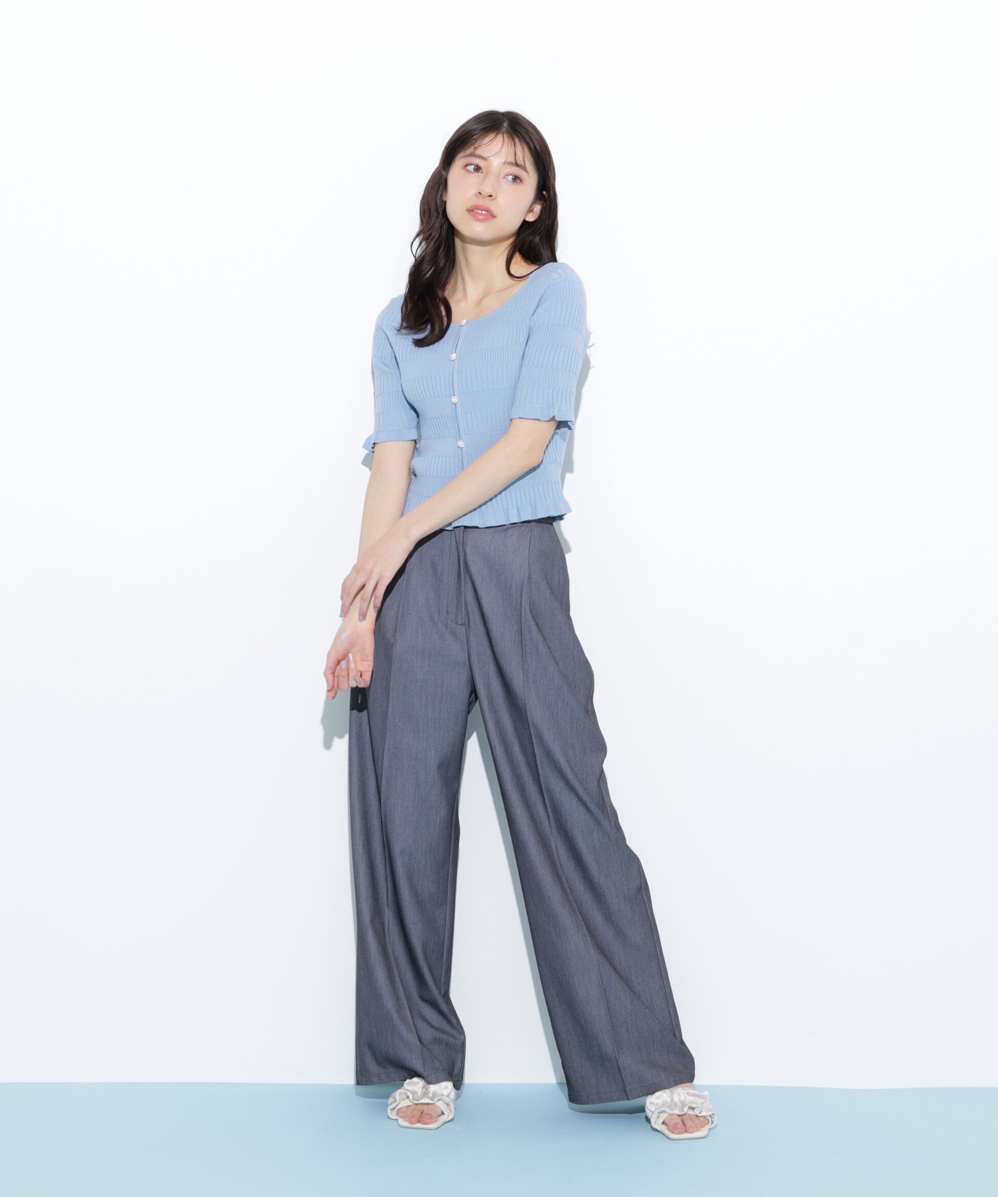  「前後2way変形リブニット」|ニット・セーター|