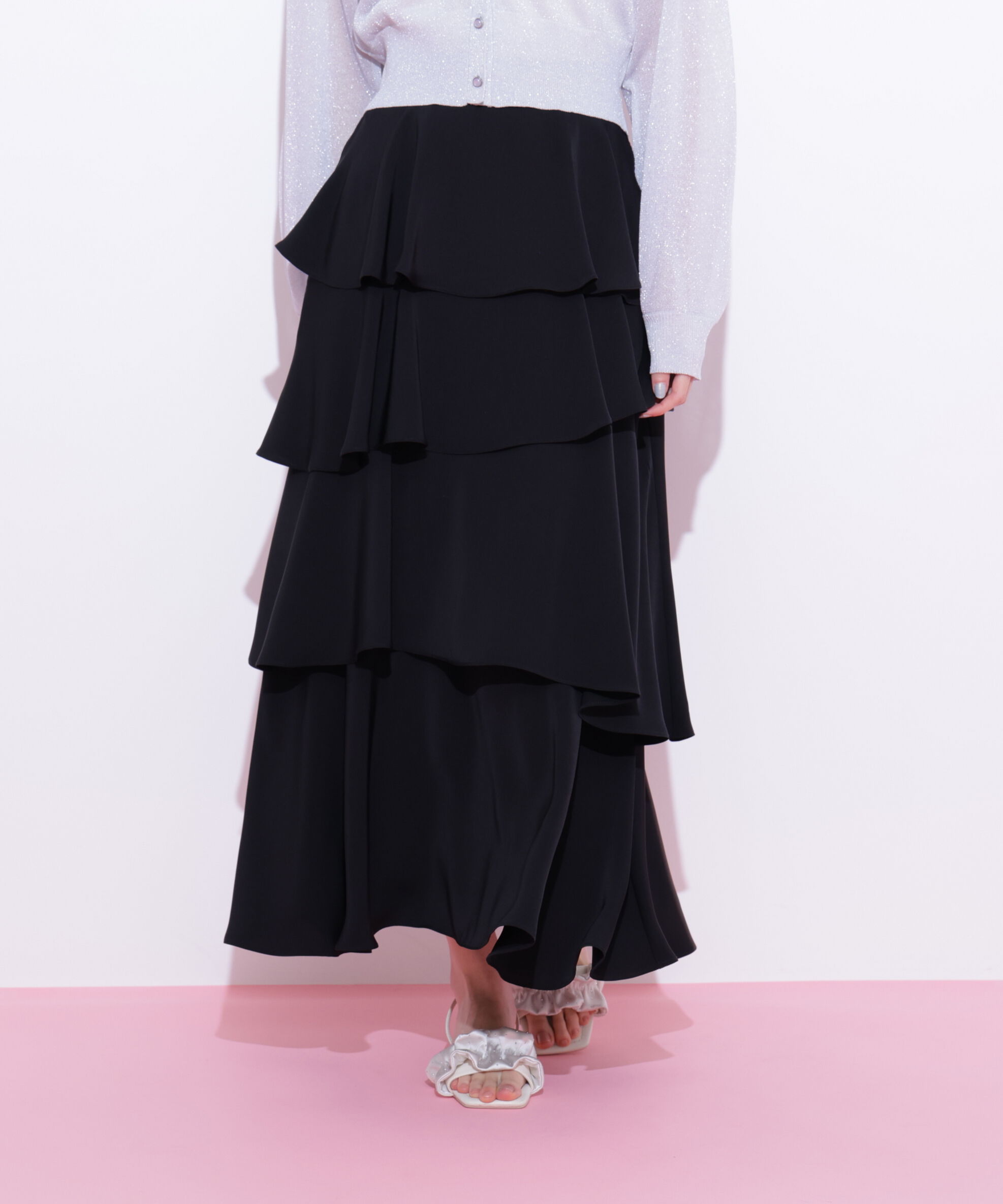  「アシメティアードロングスカート」|スカート|