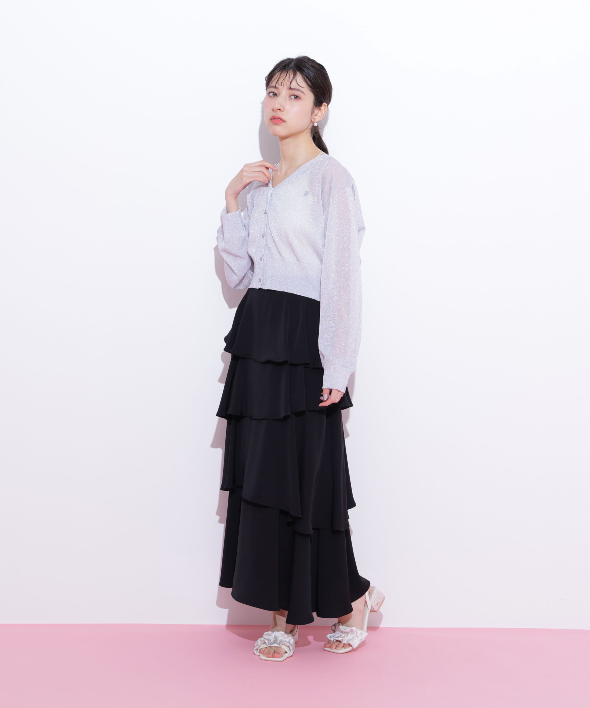  「アシメティアードロングスカート」|スカート|