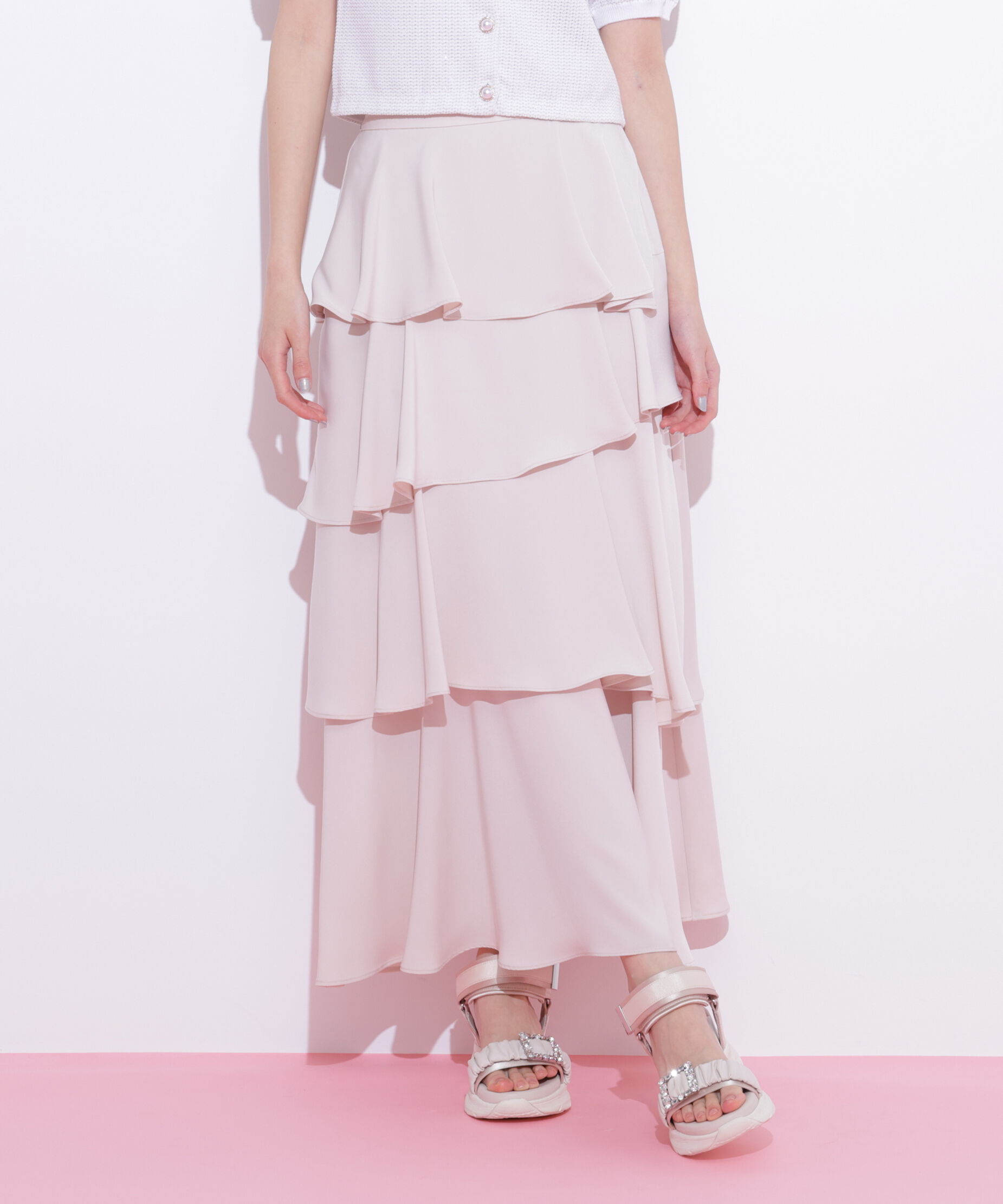  「アシメティアードロングスカート」|スカート|エクリュ