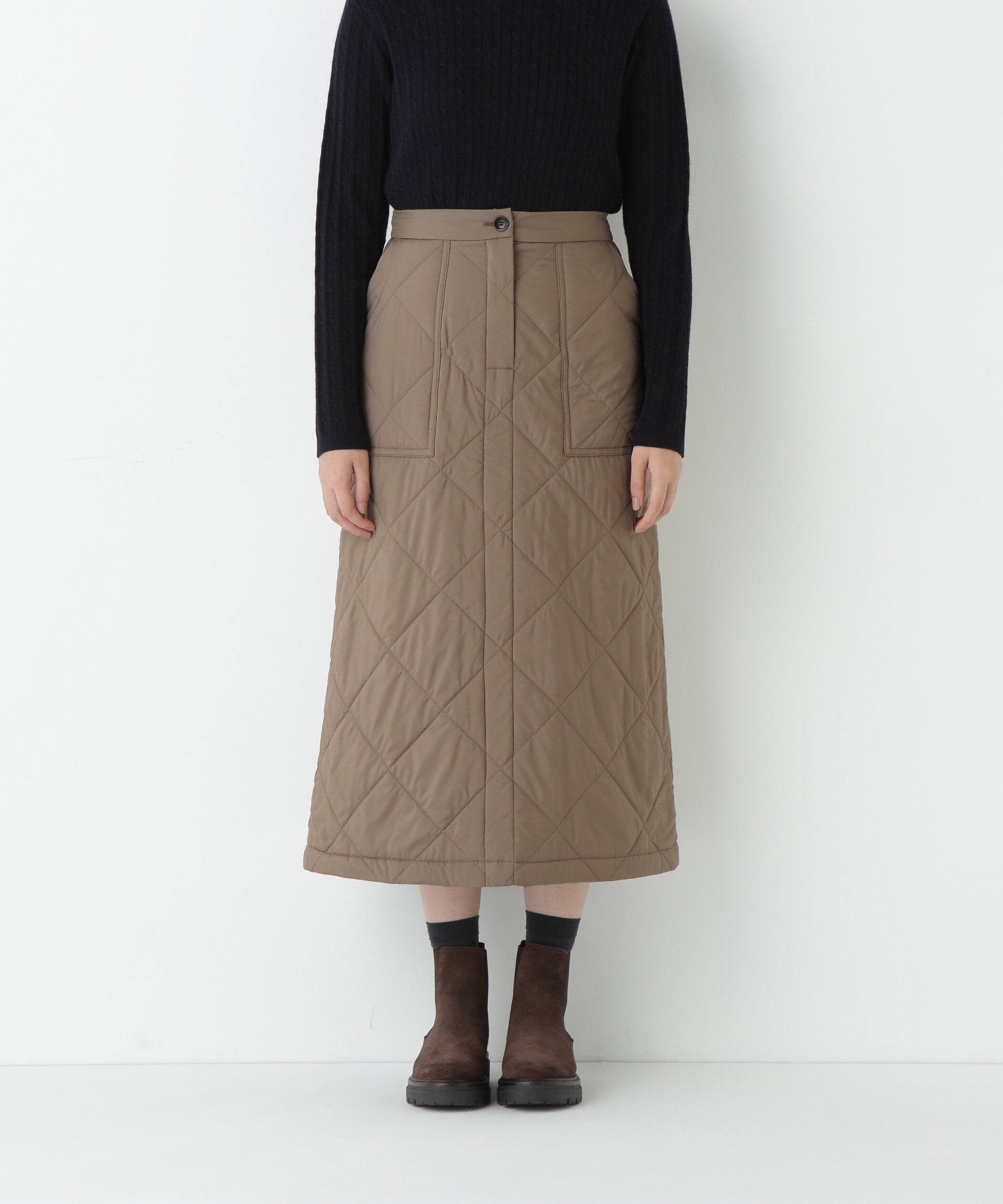  「キルティングベイカーＡラインスカート」|スカート|