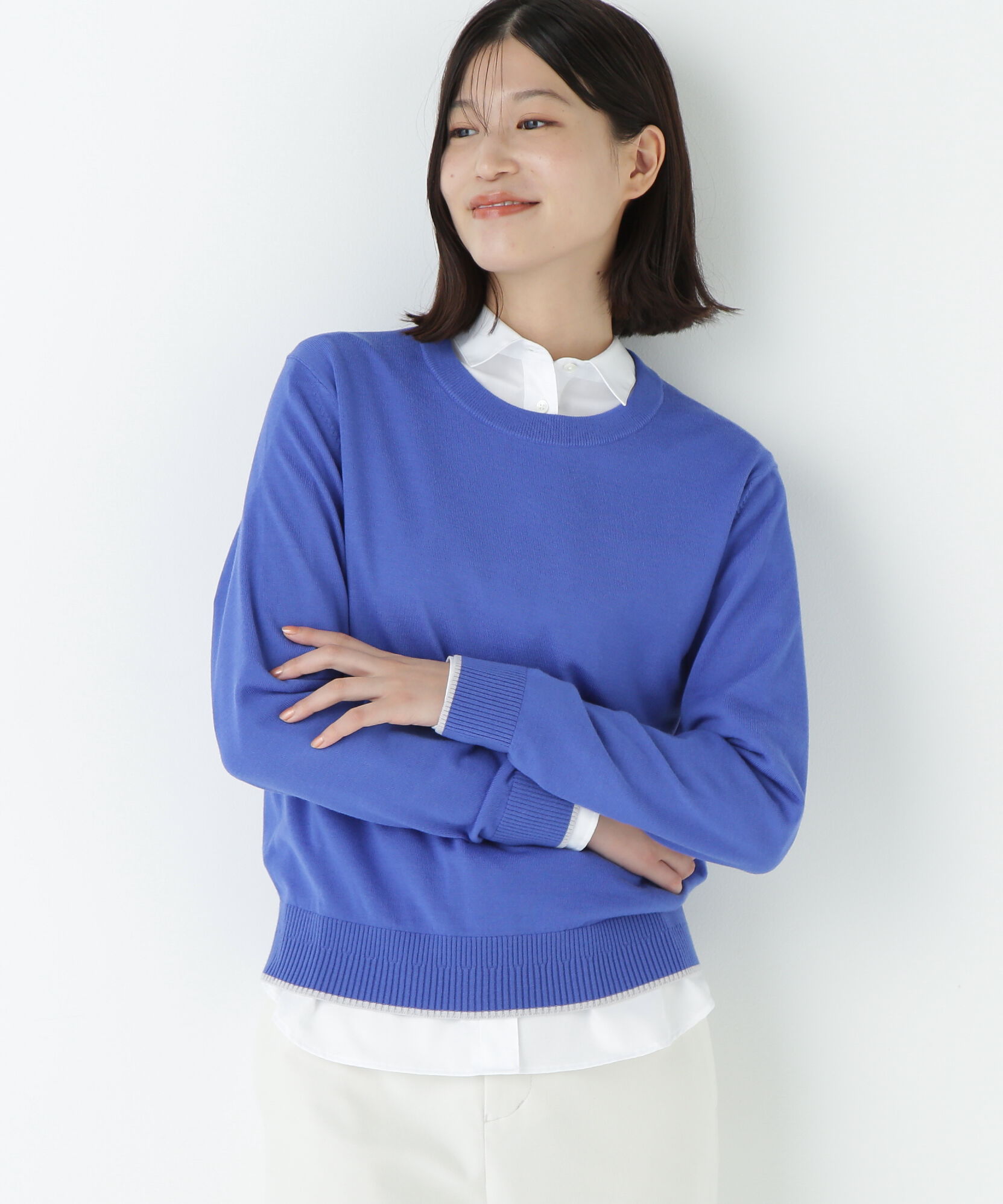  「梳毛ライン入りニットプルオーバー」|ニット・セーター|