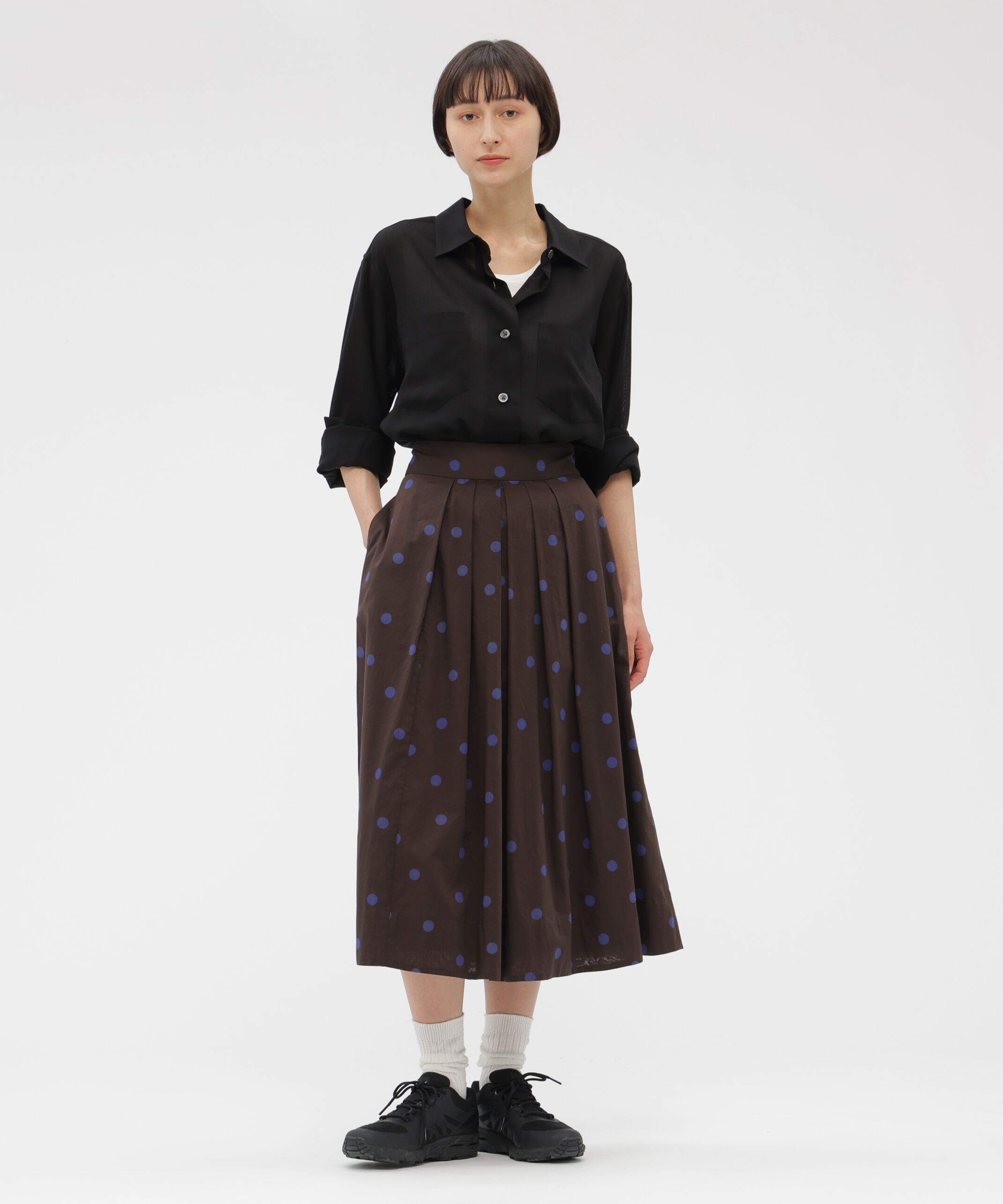  「POLKA DOT COTTON POPLIN SKIRT」|スカート|BROWN