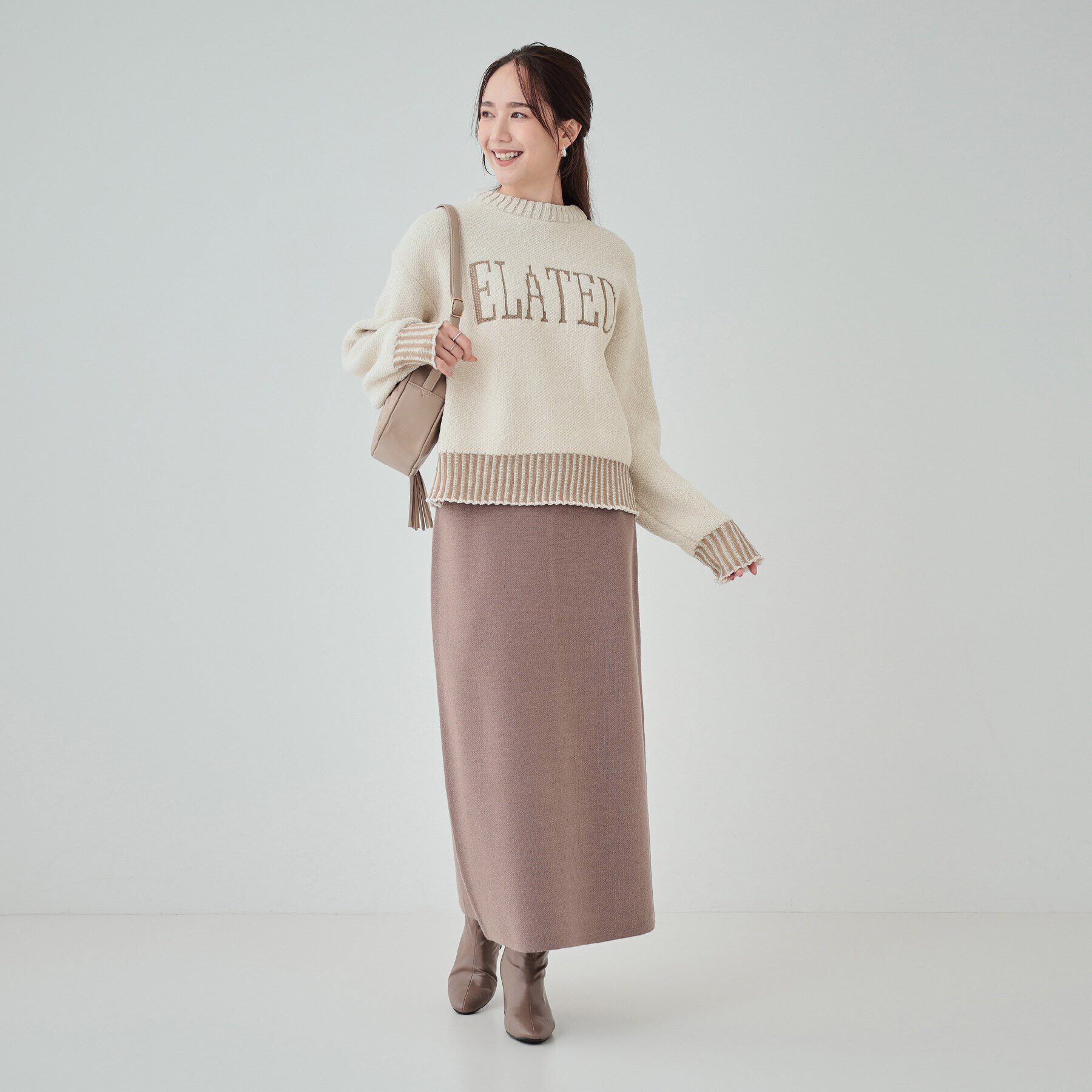 SHOO･LA･RUE「【S-LL】もちもち感がたまらない モールロゴリブ切替ニット」|ニット・セーター|