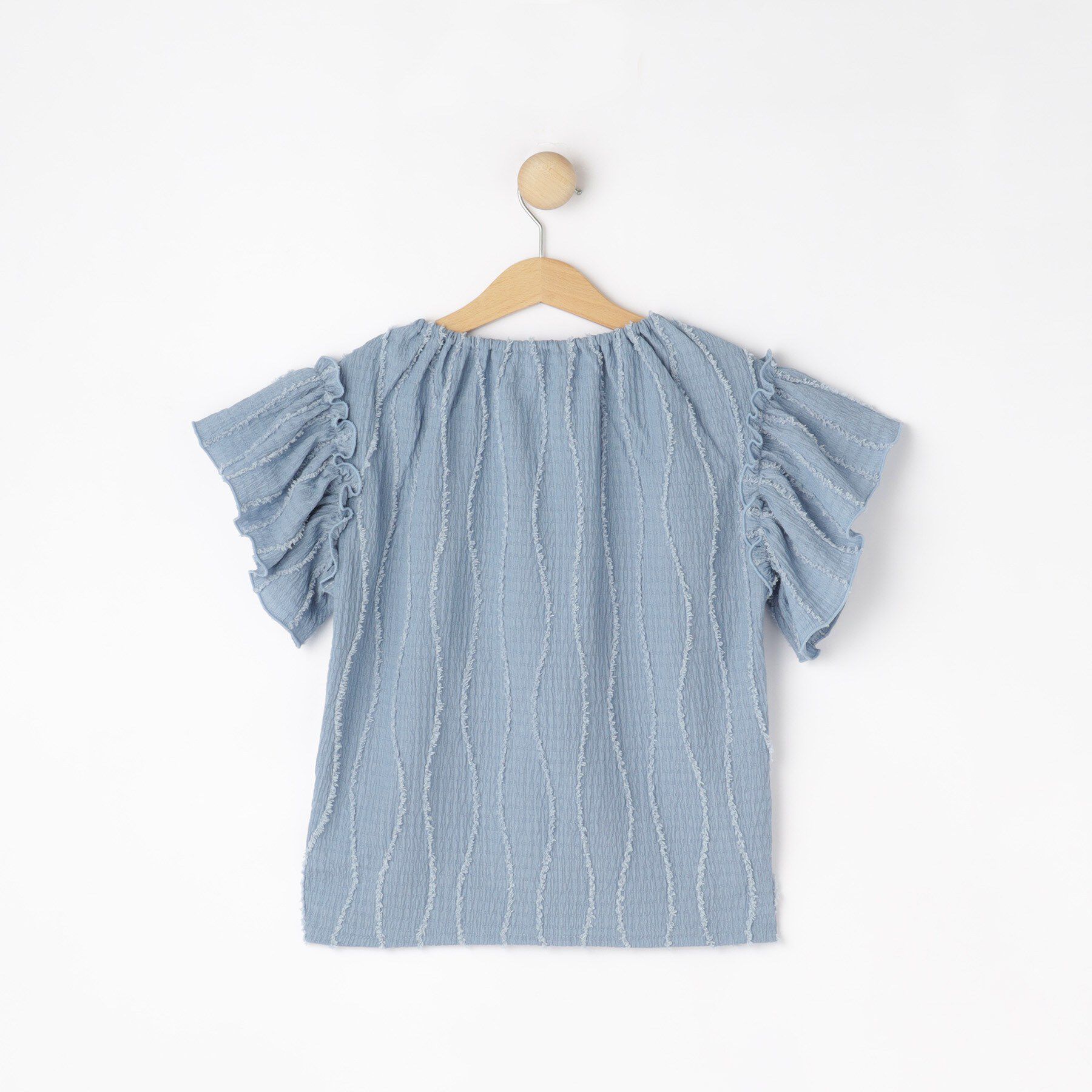 SHOO･LA･RUE「【100-150cm】フリンジジャカードフリルカットソー」|Tシャツ・カットソー|