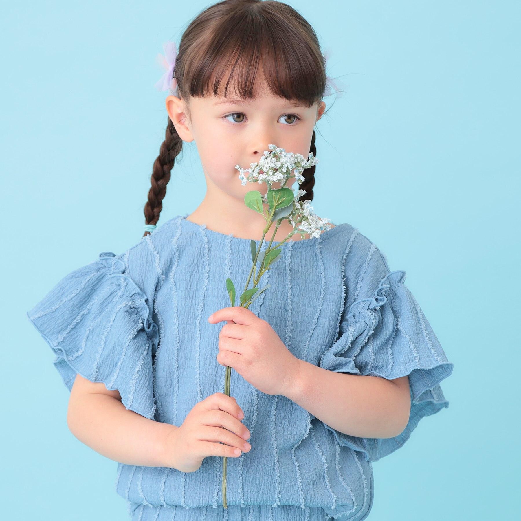 SHOO･LA･RUE「【100-150cm】フリンジジャカードフリルカットソー」|Tシャツ・カットソー|