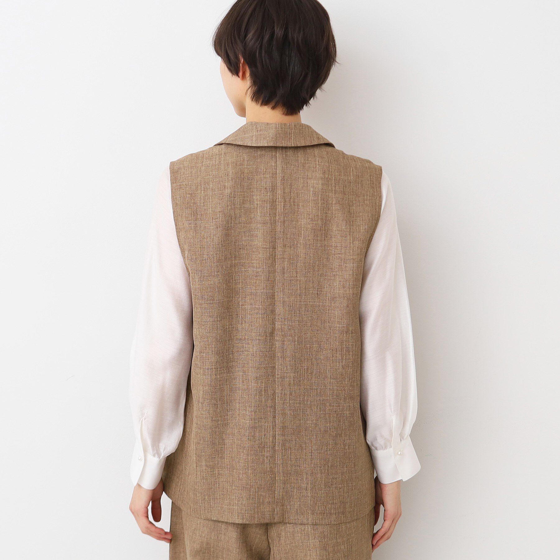 Dessin「【洗える・セットアップ可能】スリーブレス襟付きジャケット（S～L）」|ベスト・ジレ|