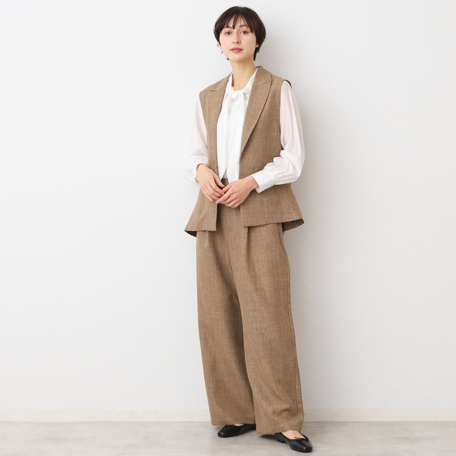 Dessin「【洗える・セットアップ可能】スリーブレス襟付きジャケット（S～L）」|ベスト・ジレ|