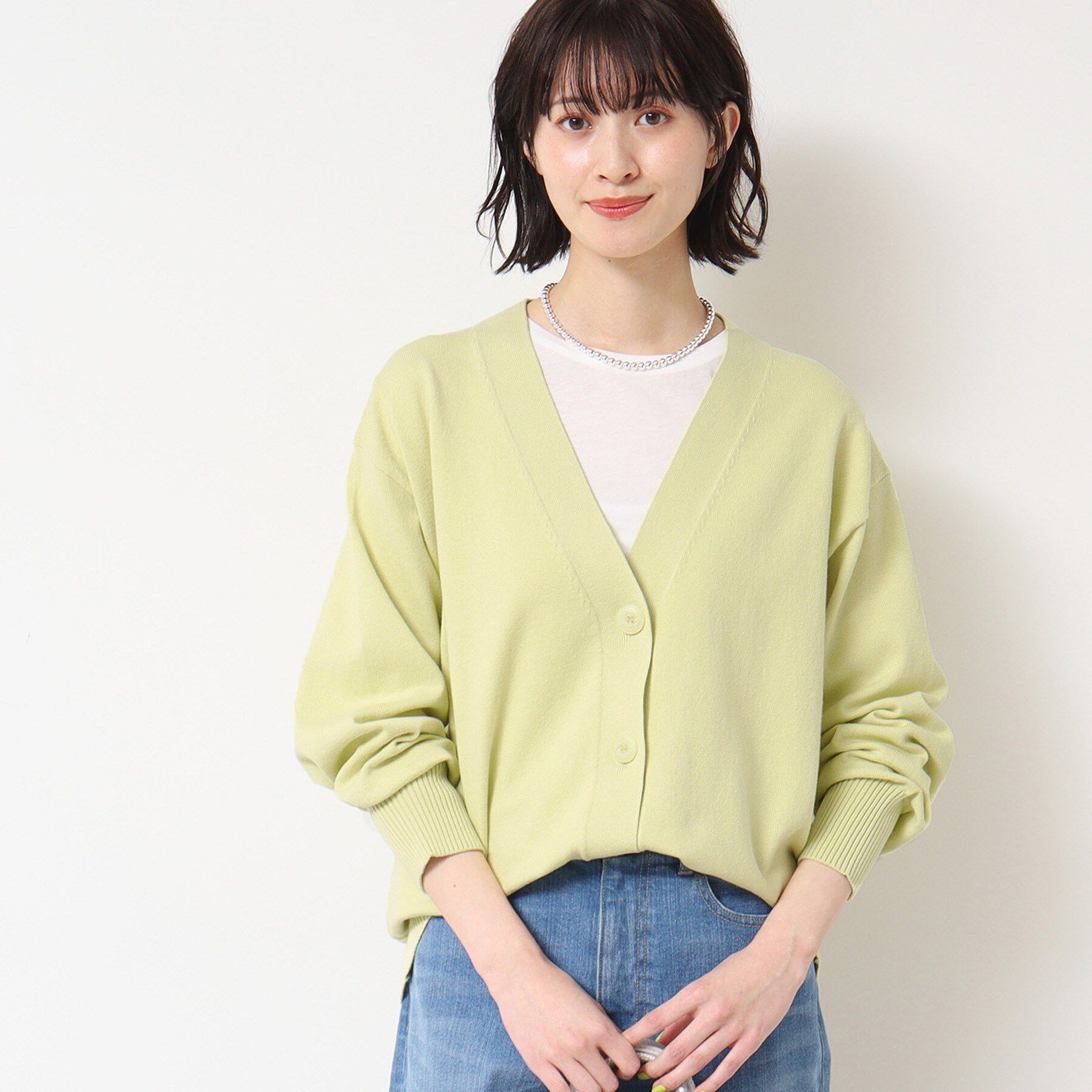 Dessin「【洗える】オーバーシルエットVネックカーディガン」|カーディガン|ライトイエロー(03
