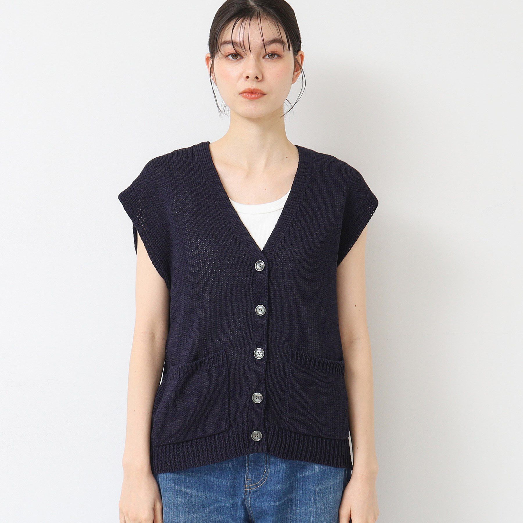 Dessin「【日本製】ボタン付きニットベスト」|ベスト・ジレ|