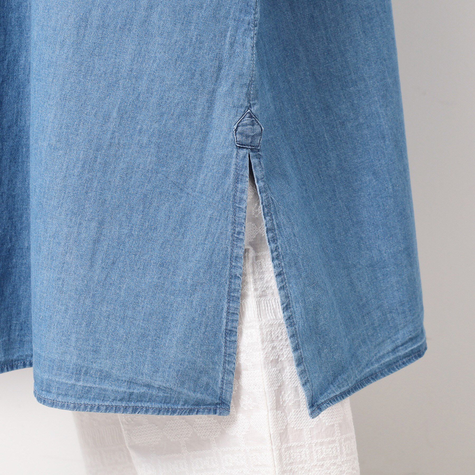 Dessin「【洗える】リネンブレンドデニム調シャツワンピース（S～L）」|ワンピース|