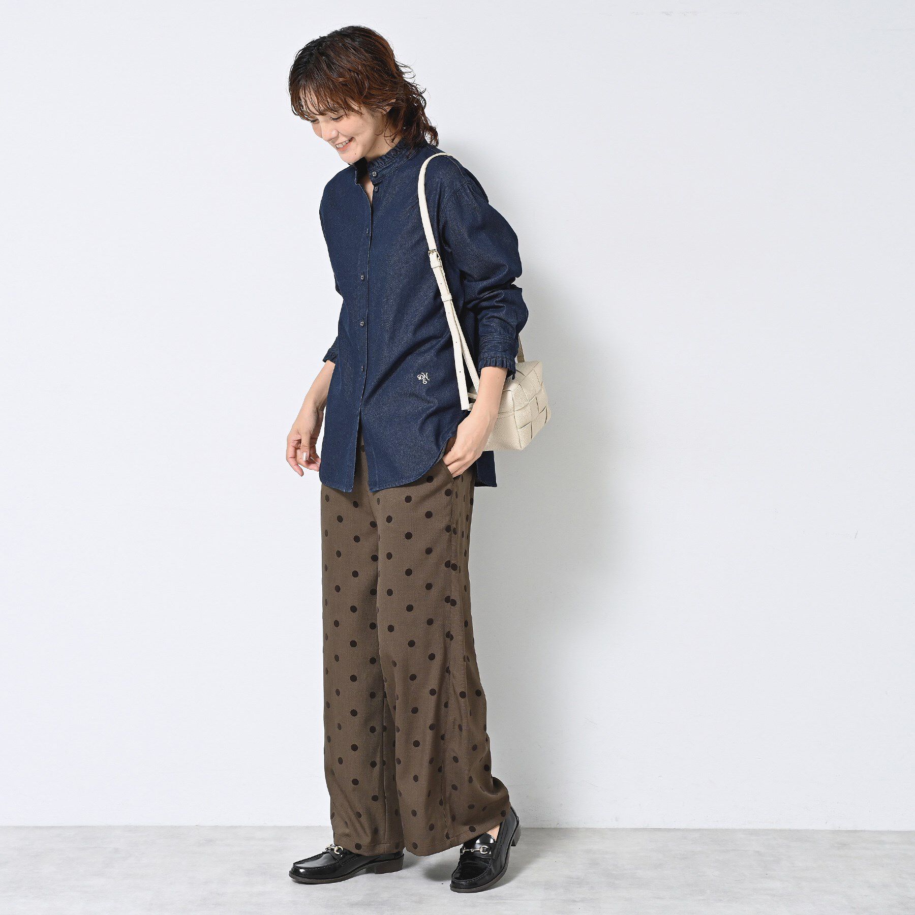 Dessin「【洗える】フリルデニムシャツ」|シャツ・ブラウス|