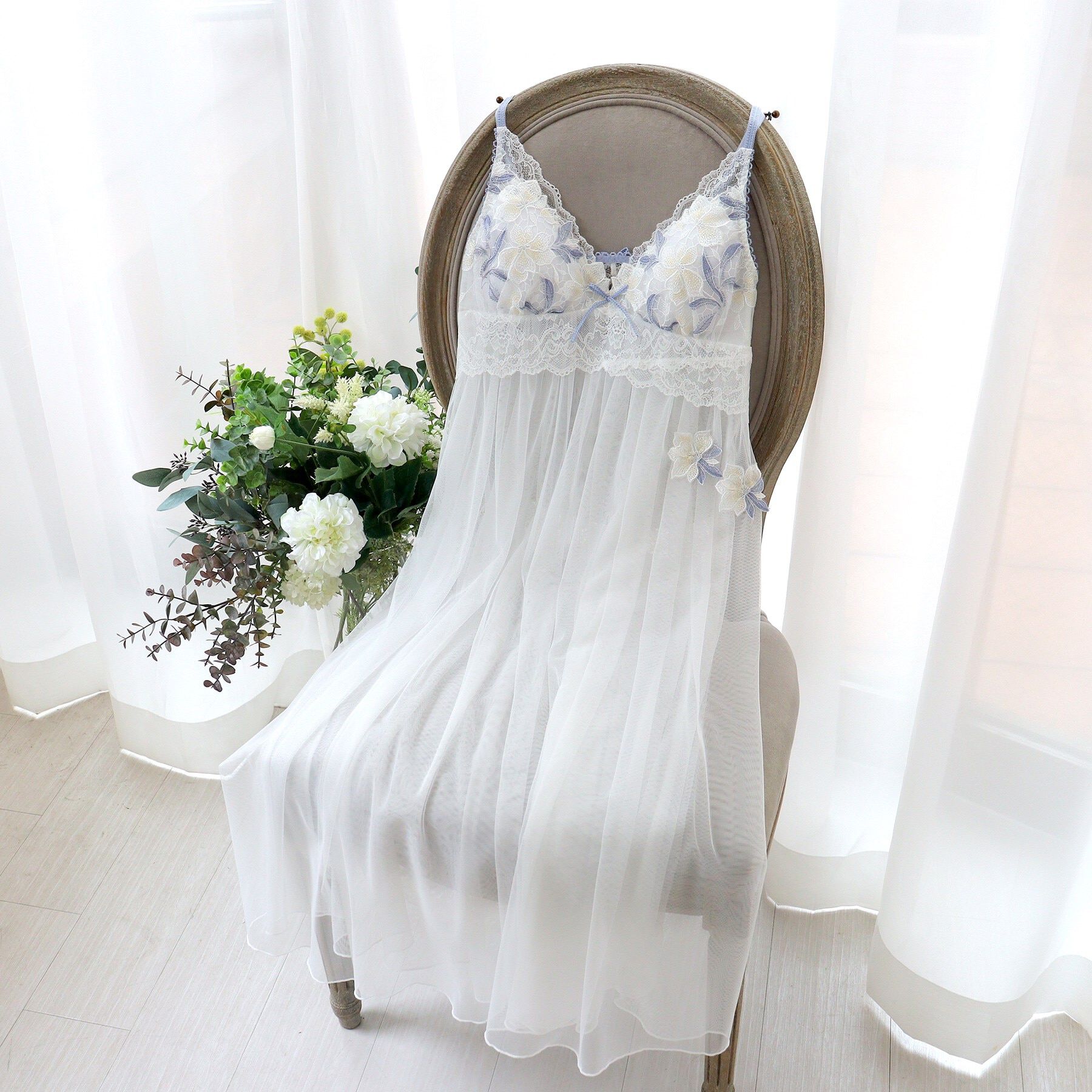 Risa Magli「ケリー カップ付マキシワンピース」|インナー|ホワイト(001)