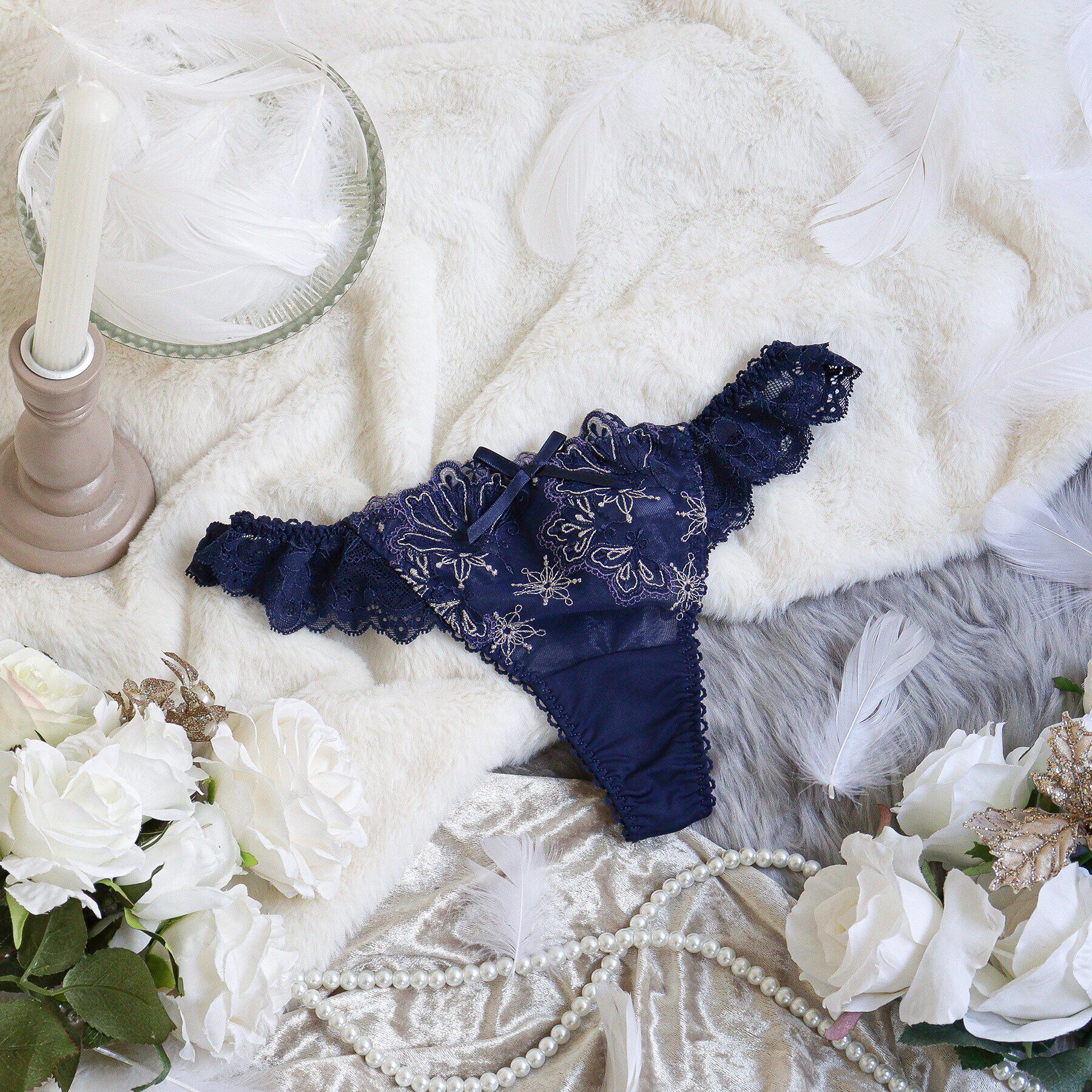 Risa Magli「カロリーネ スペシャルTバックショーツ」|インナー|ネイビー(094)