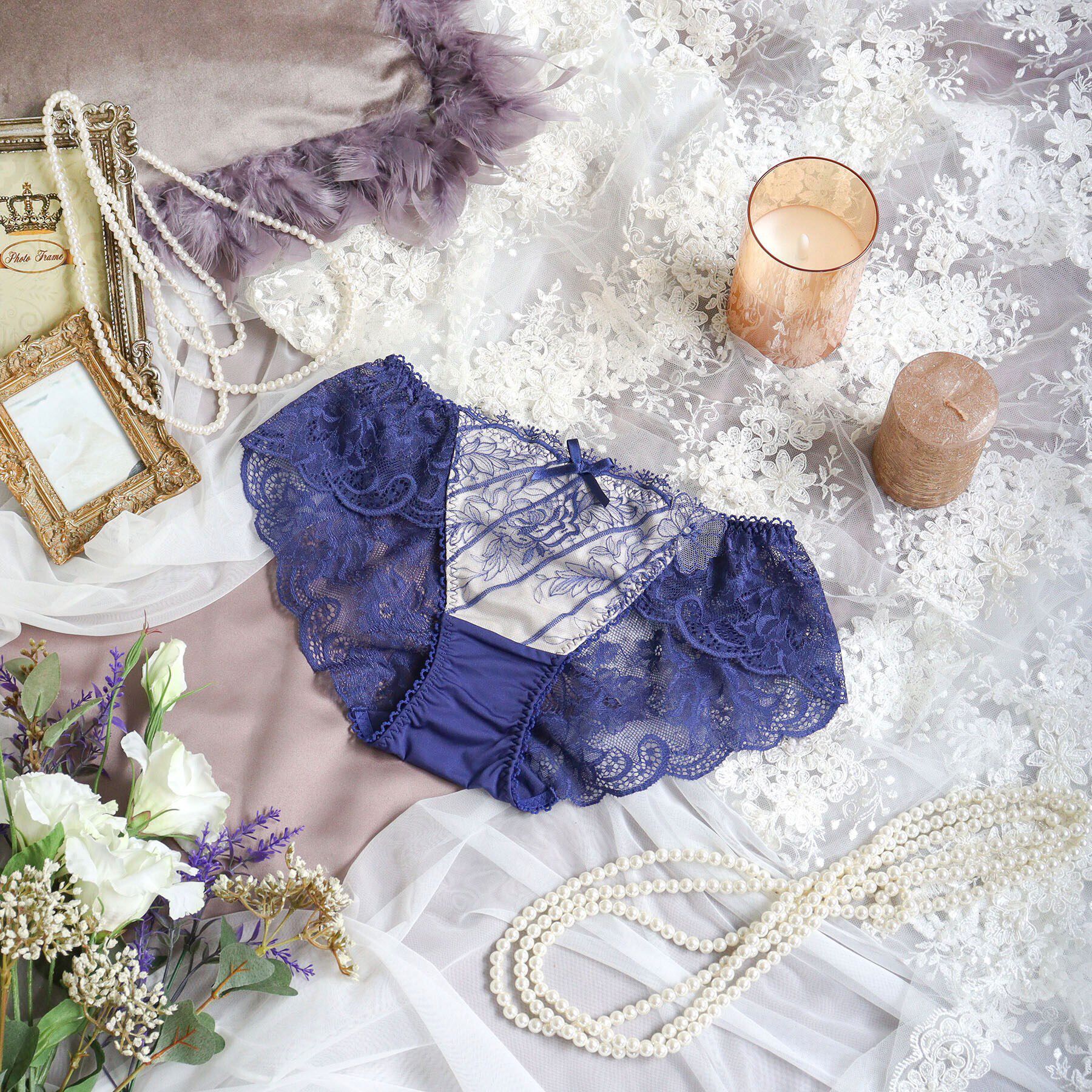 Risa Magli「ジョセリン レースショーツ」|インナー|ブルー(092)