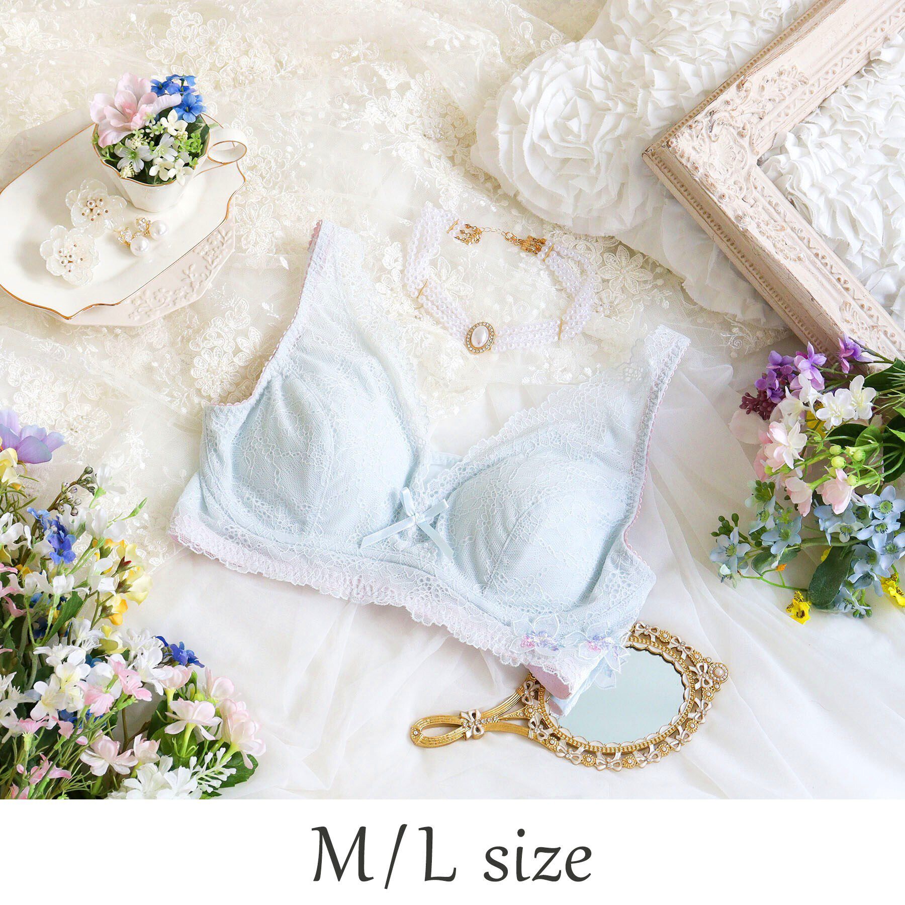 Risa Magli「フロリタ おやすみブラ（M-L）」|インナー|サックスブルー(09