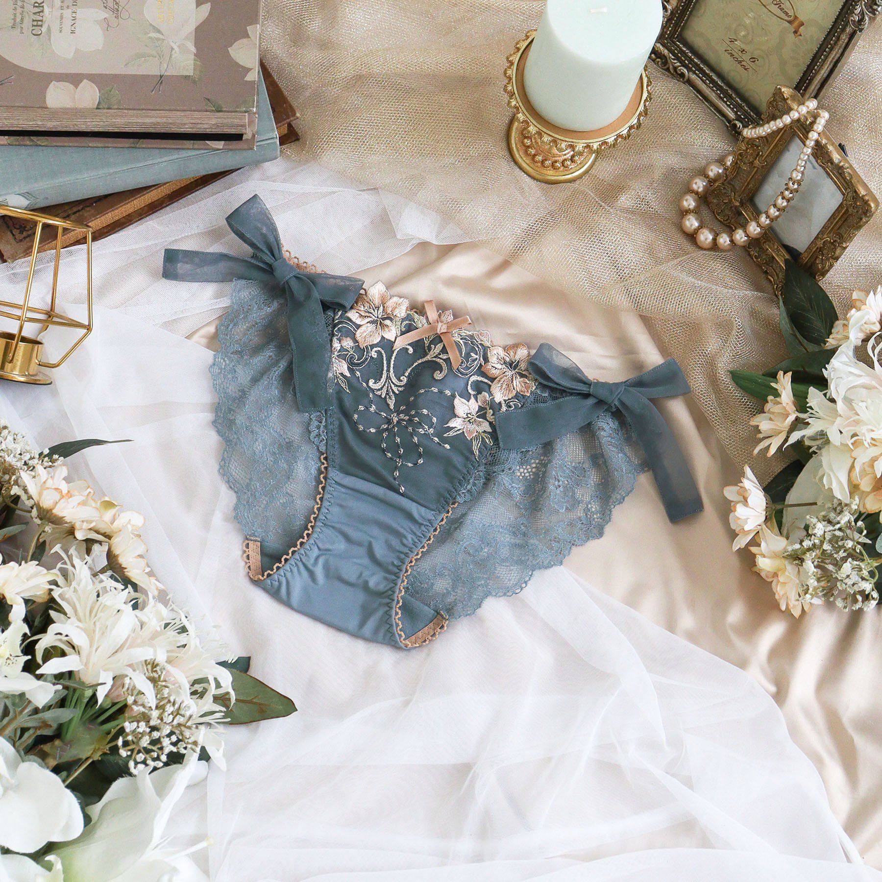 Risa Magli「ヴァネッサ リボンショーツ」|インナー|グリーン(022)