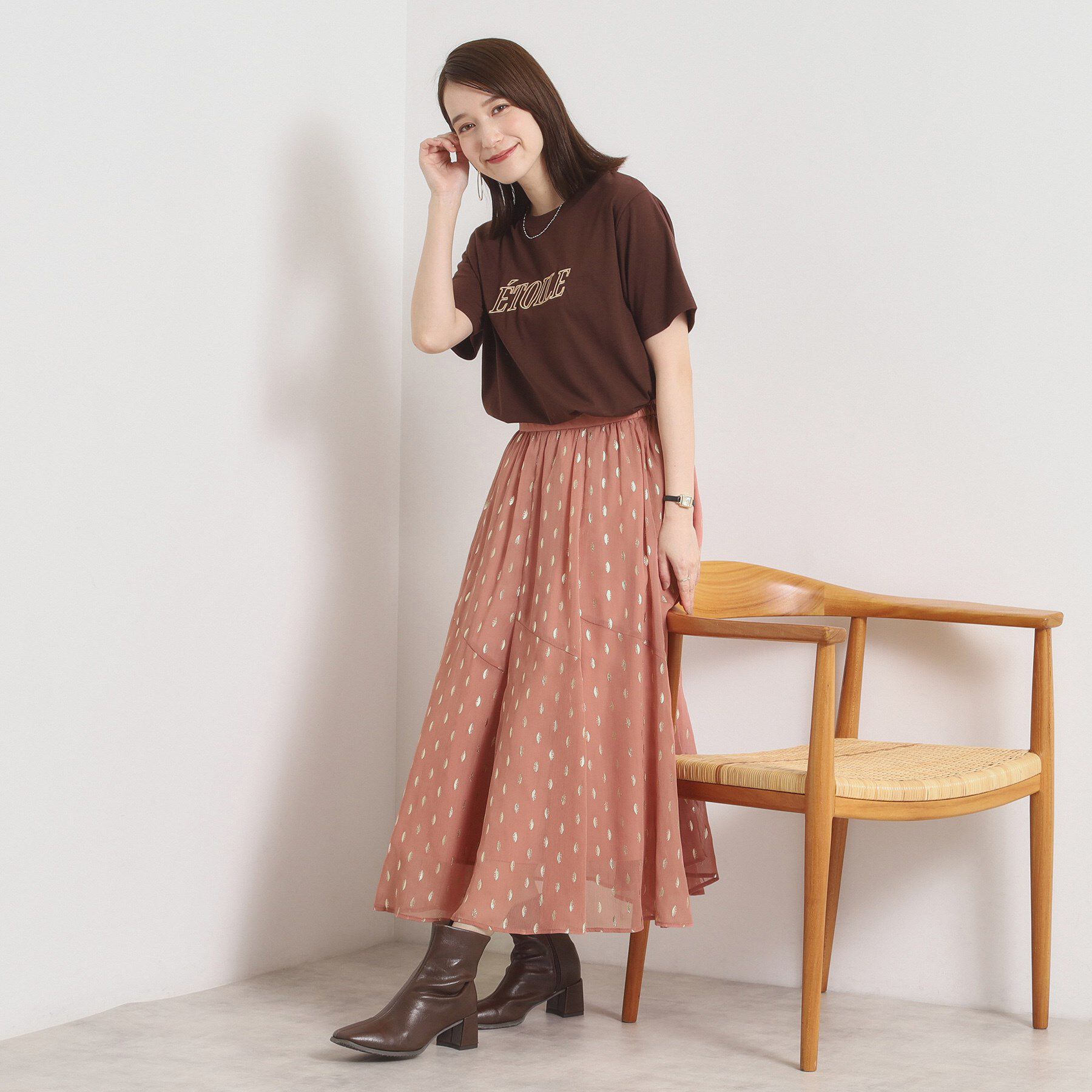 ITS&rsquo;DEMO「【手洗い可／ウエストゴム】箔プリントフレアスカート」|スカート|
