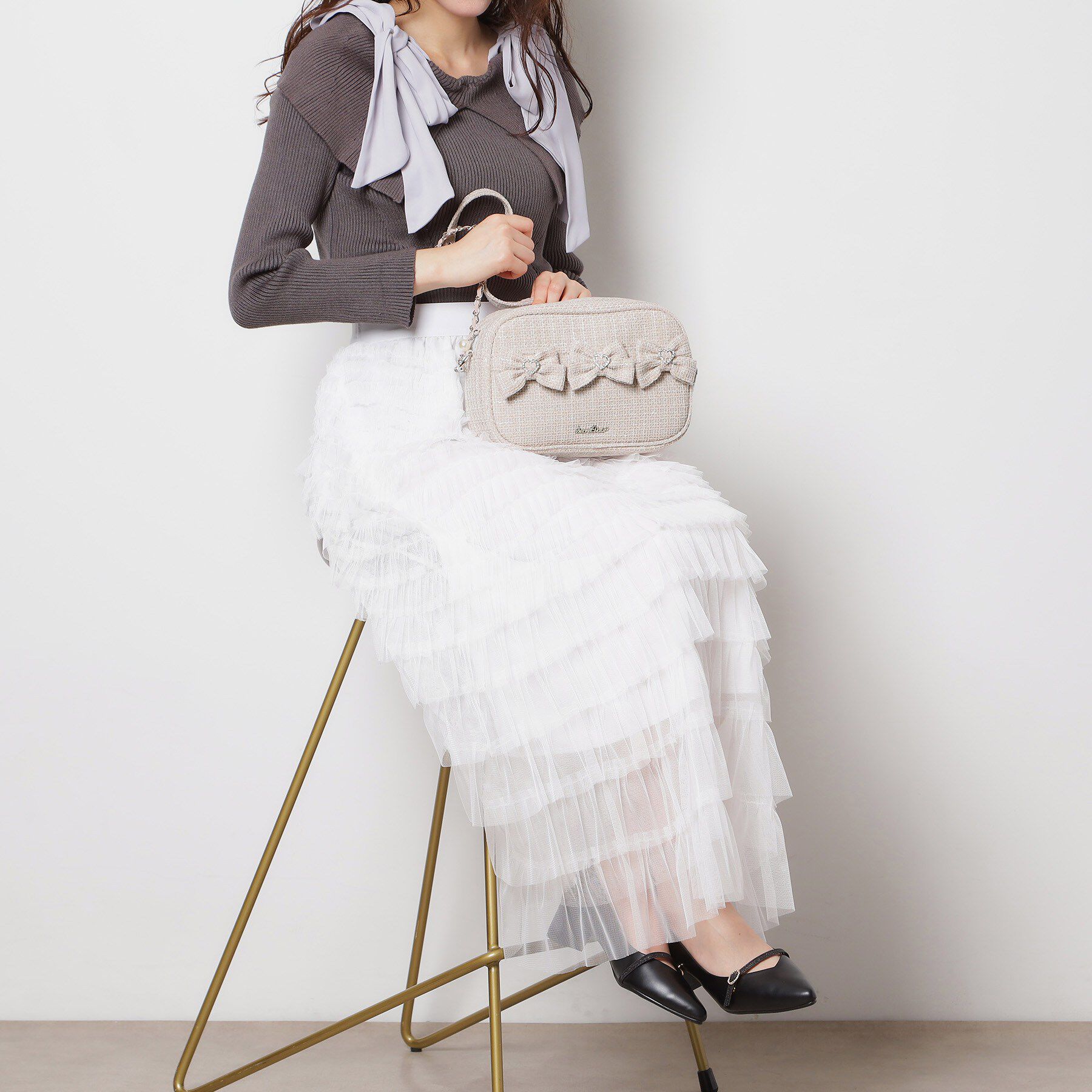 Ober Tashe「ツイードリボンショルダーバッグ」|ショルダー・メッセンジャー|